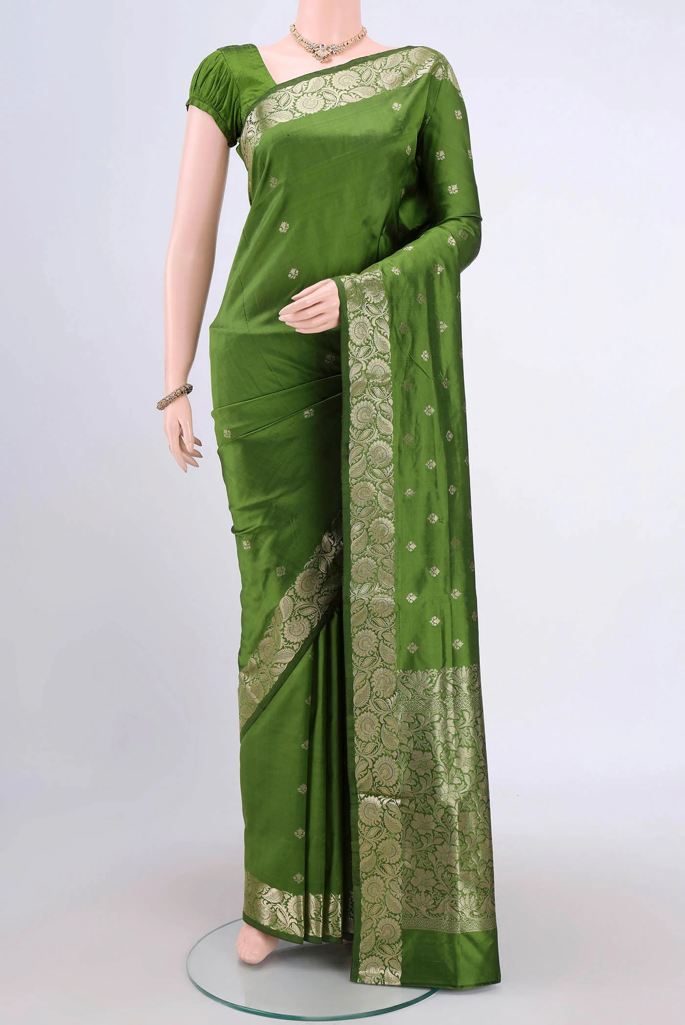 Green Banarasi Katan Silk Saree