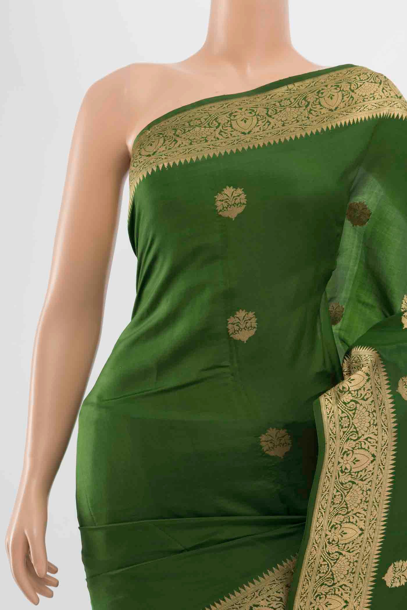 Green Banarasi Katan Silk Saree - Image 2