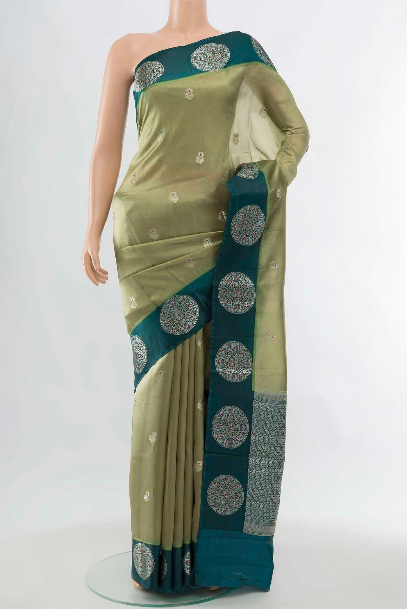 Light Green Banarasi Raw Silk Saree