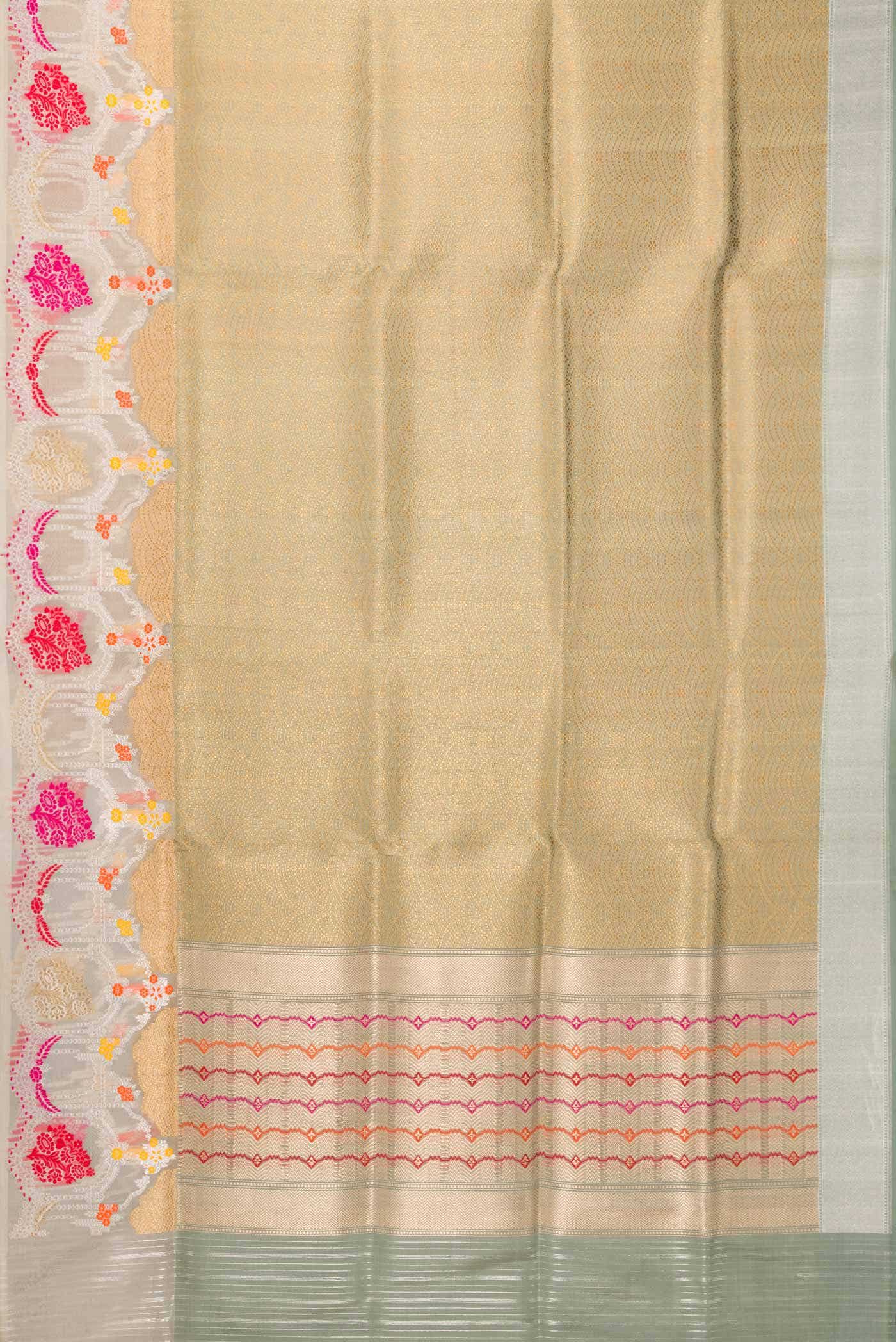 Pure Silk Pure Zari Light Green Banarasi Saree - Image 10