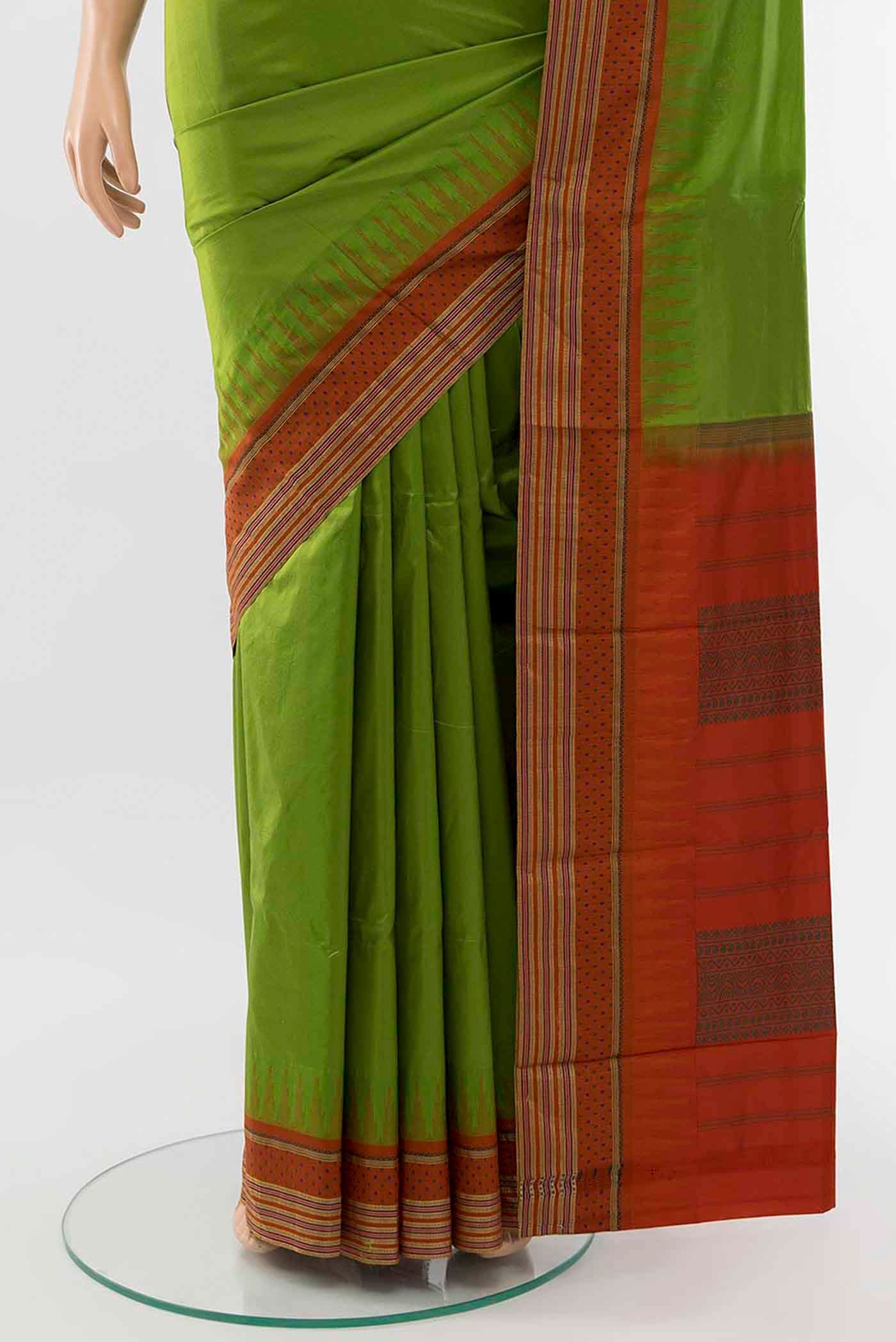 Light Green Bangalore Silk - kadyal Saree - Image 3