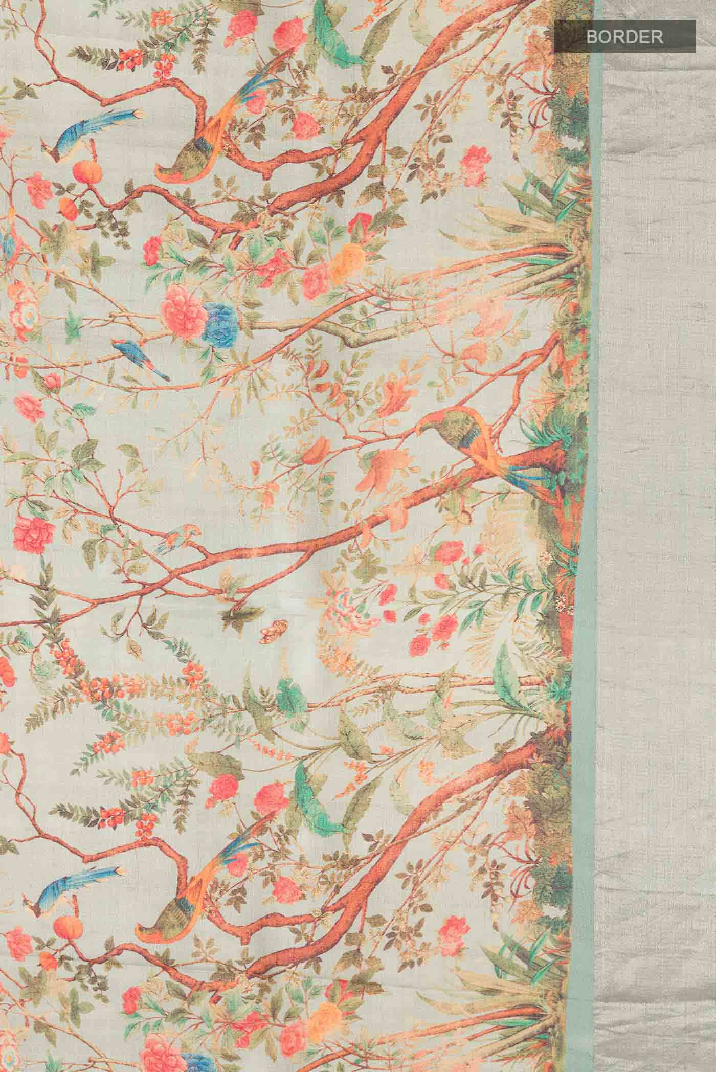 Light Green Bhagalpuri Tussar Silk Saree - Image 3