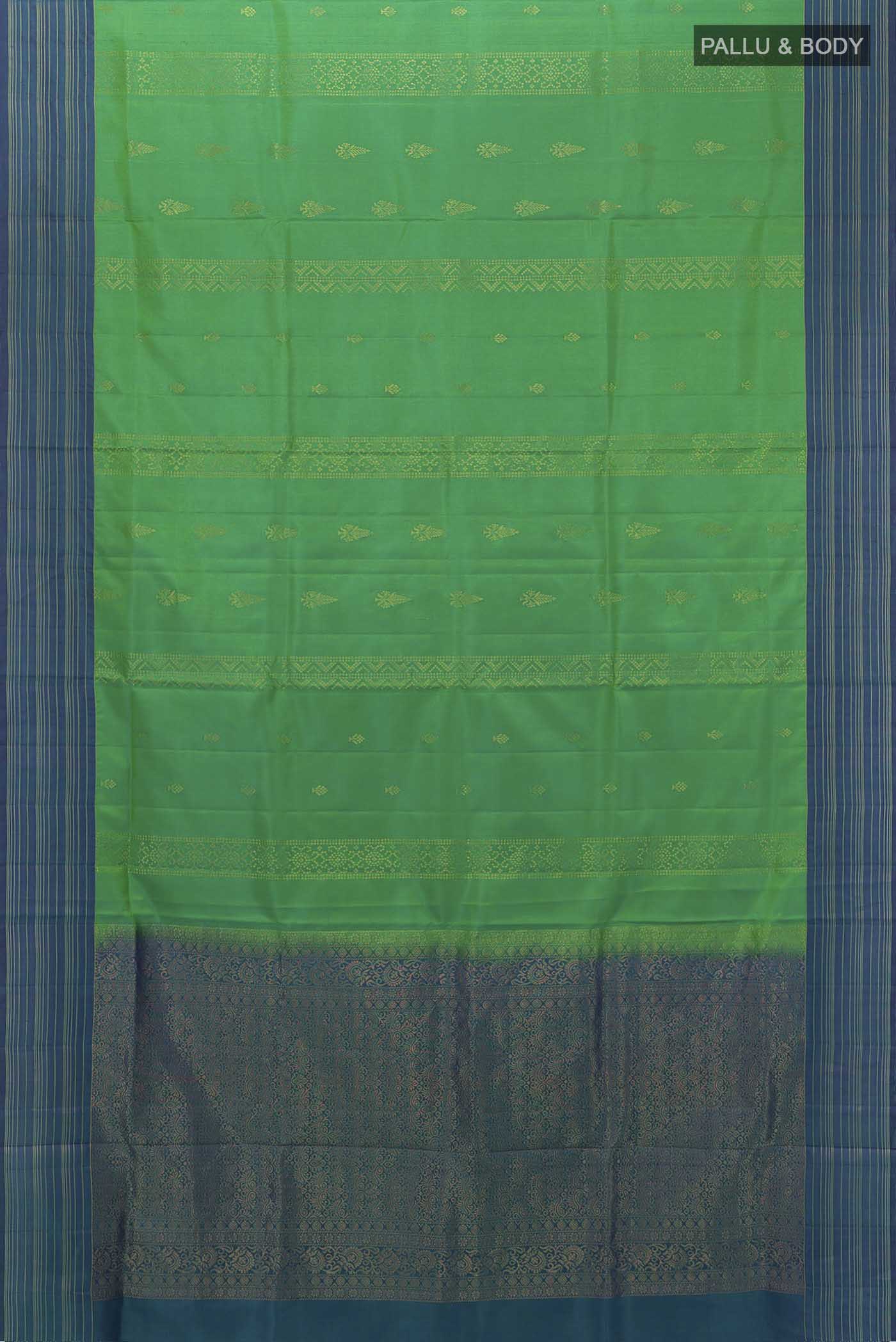 Light Green Blended Soft Silk Saree - Image 5