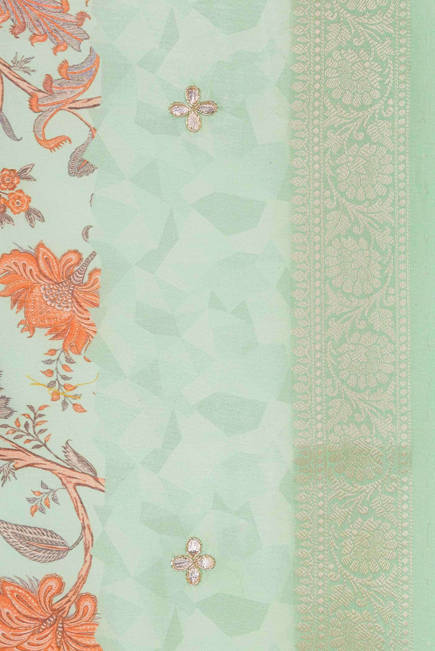 Light Green Chanderi Silk Saree - Image 3