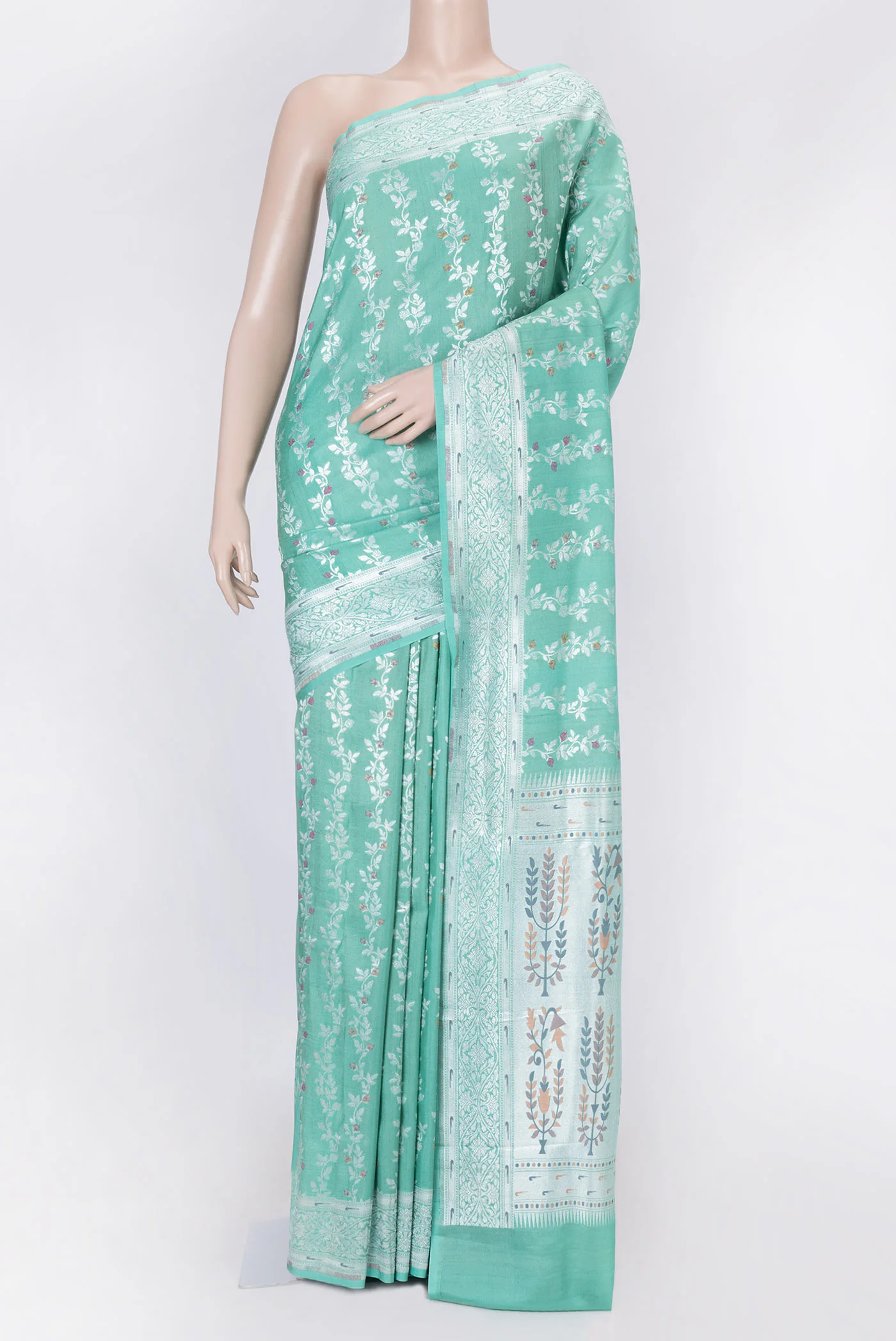 Light Green Dual Tone Banarasi Silk Saree