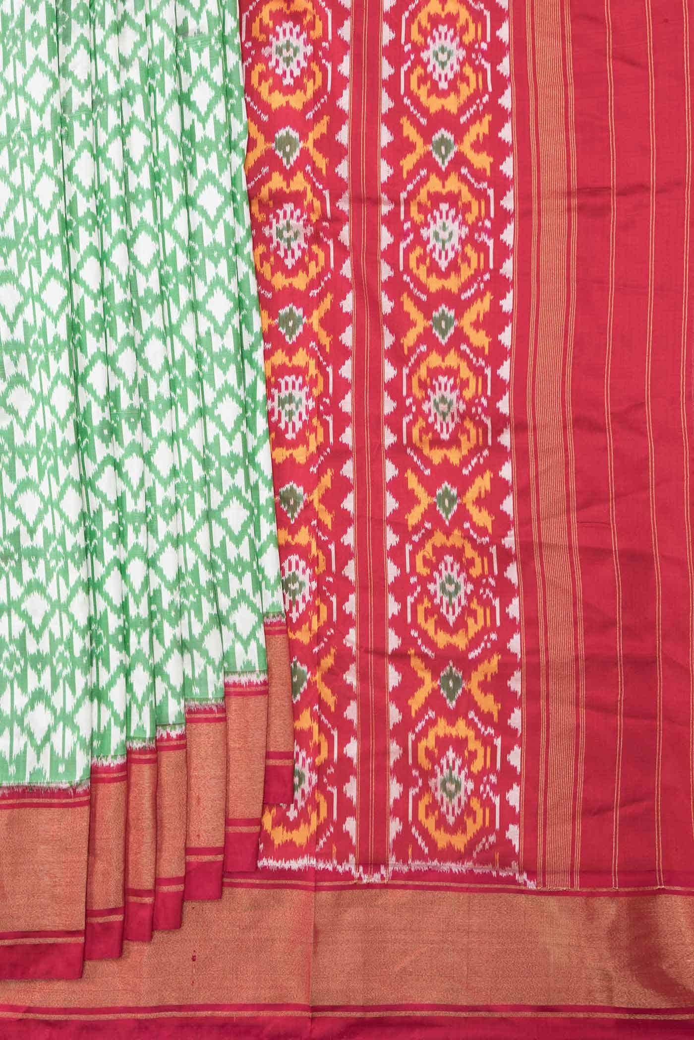 Light Green Dual Tone Double Ikat Saree - Image 2