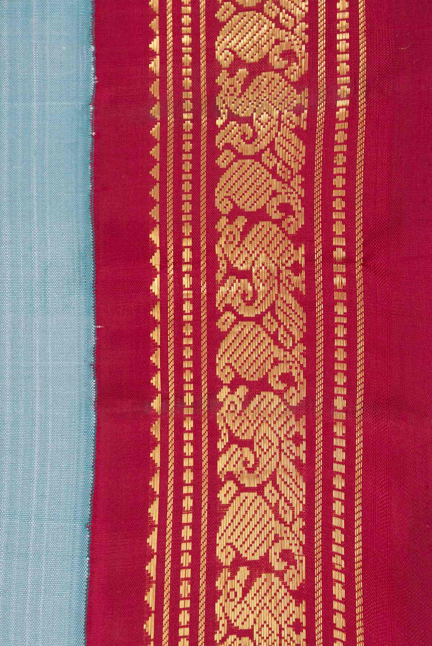 Pure Silk Pure Zari Light Blue Kanjivaram Saree - Image 3