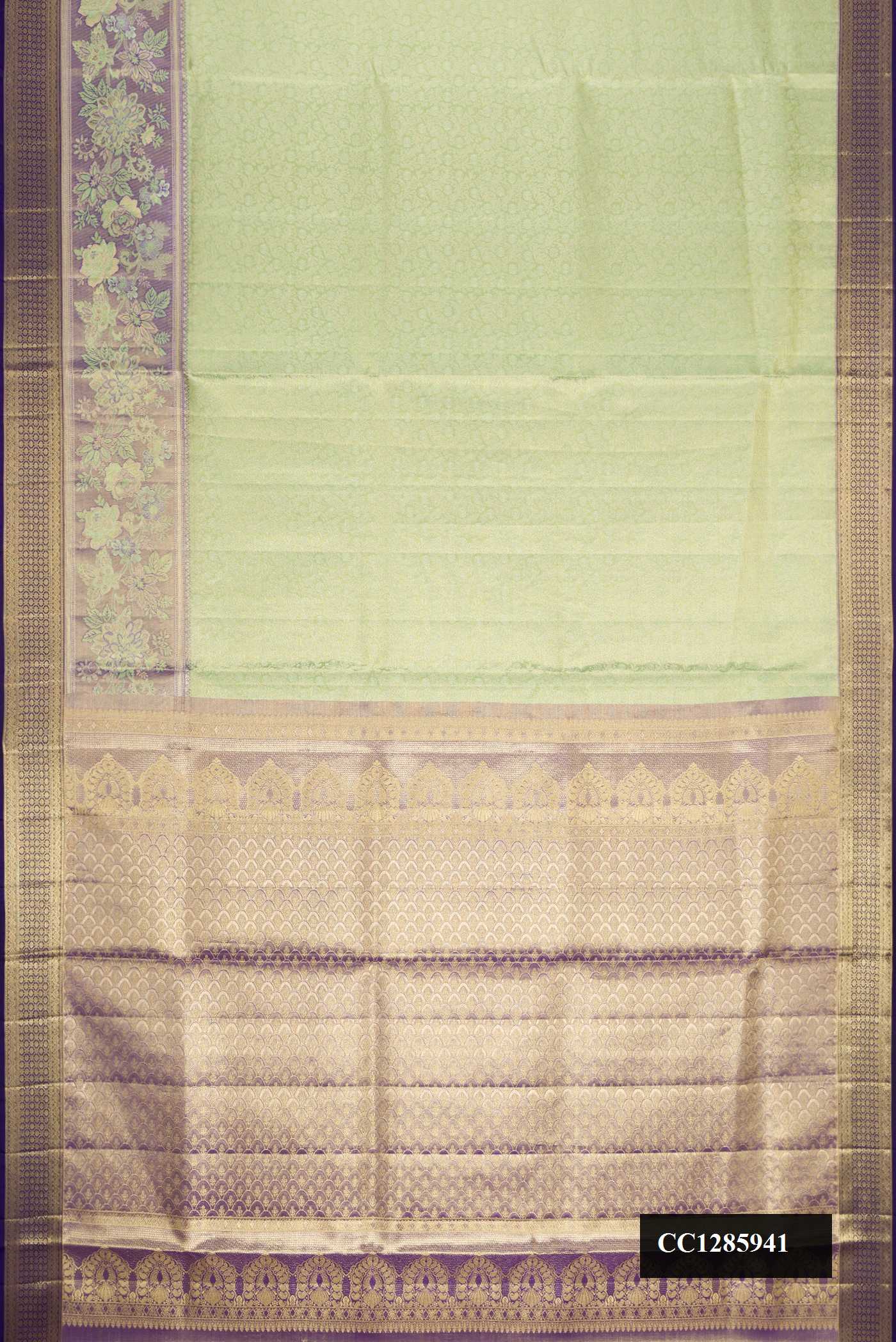 Light Green Dual Tone Kanchipuram Tissue Silk Saree