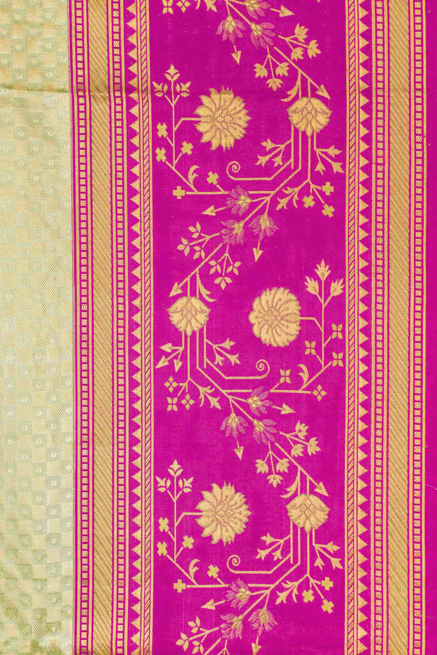 Light Green Dual Tone Kanchipuram Tissue Silk Saree - Image 3
