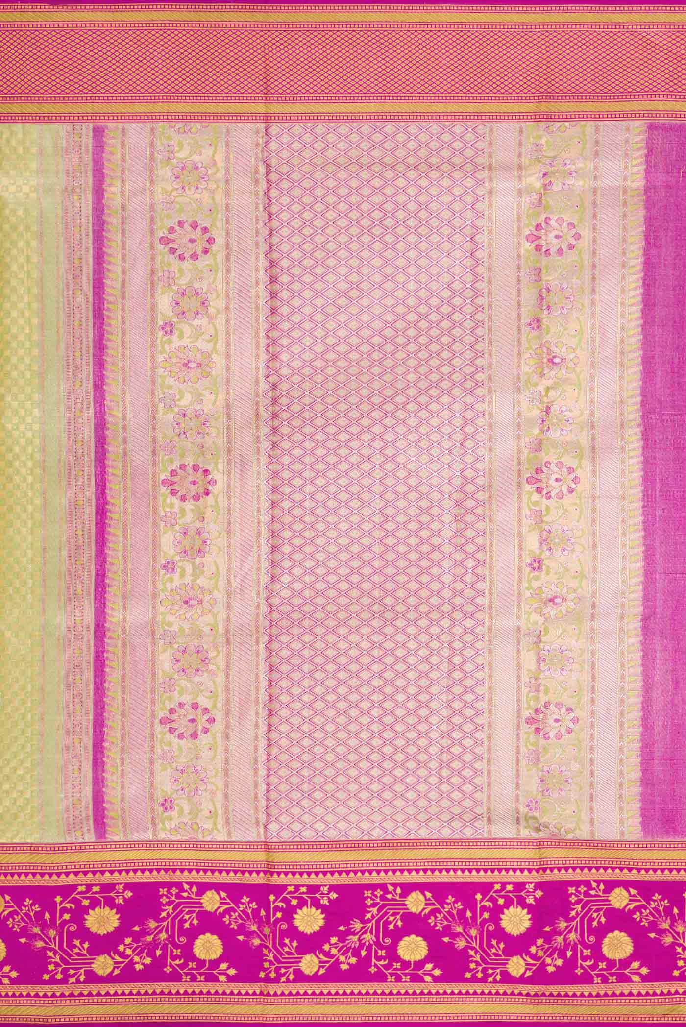 Light Green Dual Tone Kanchipuram Tissue Silk Saree - Image 7