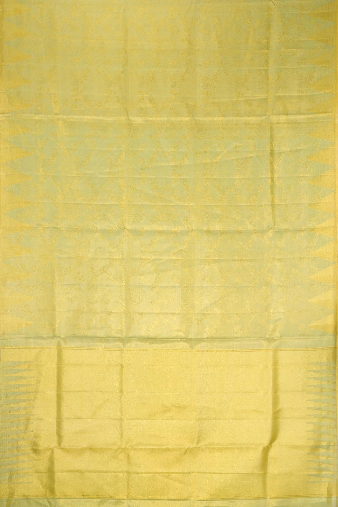 Light Green Dual Tone Kanchipuram Tissue Silk Saree - Image 6