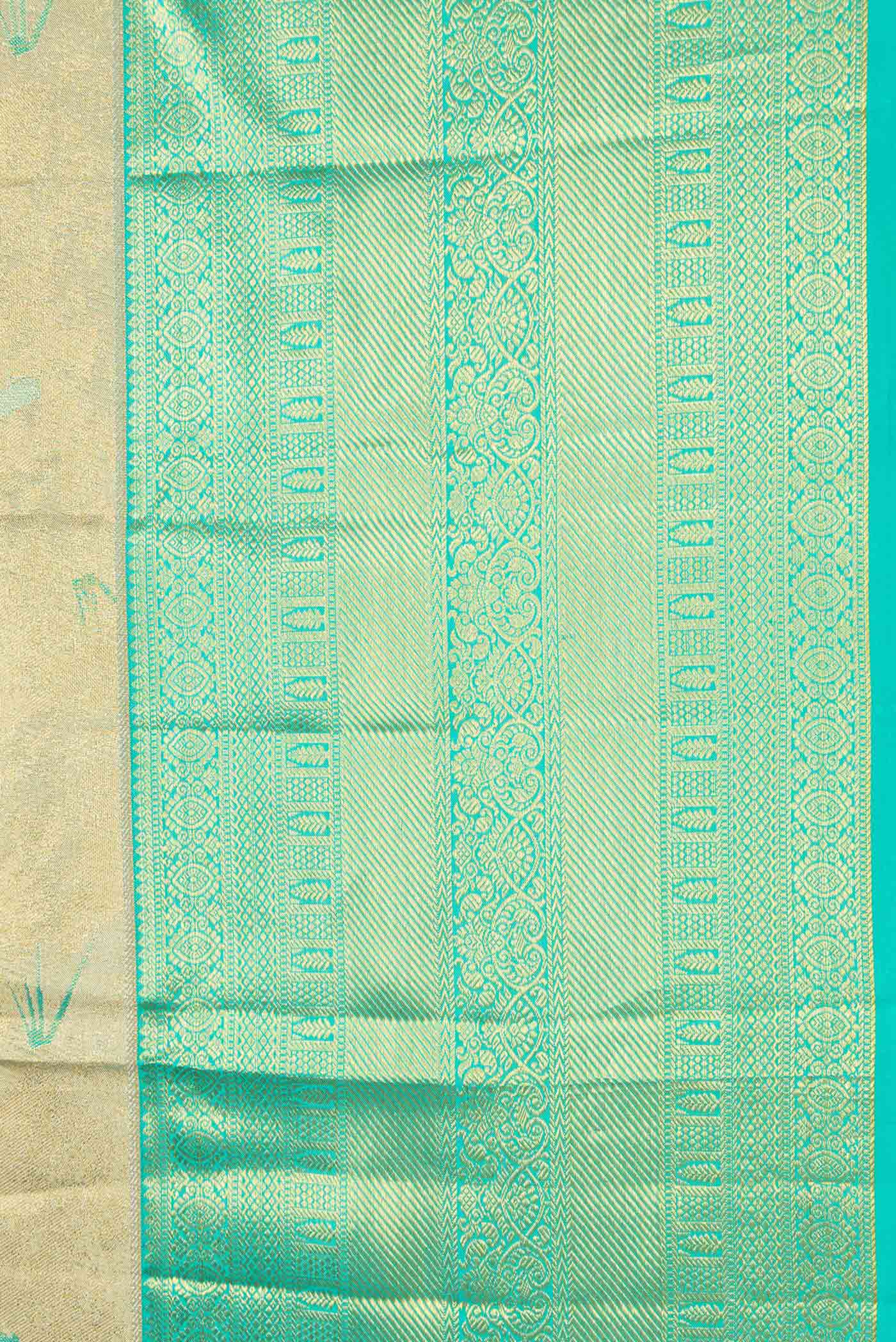 Light Green Dual Tone Kanchipuram Tissue Silk Saree - Image 3