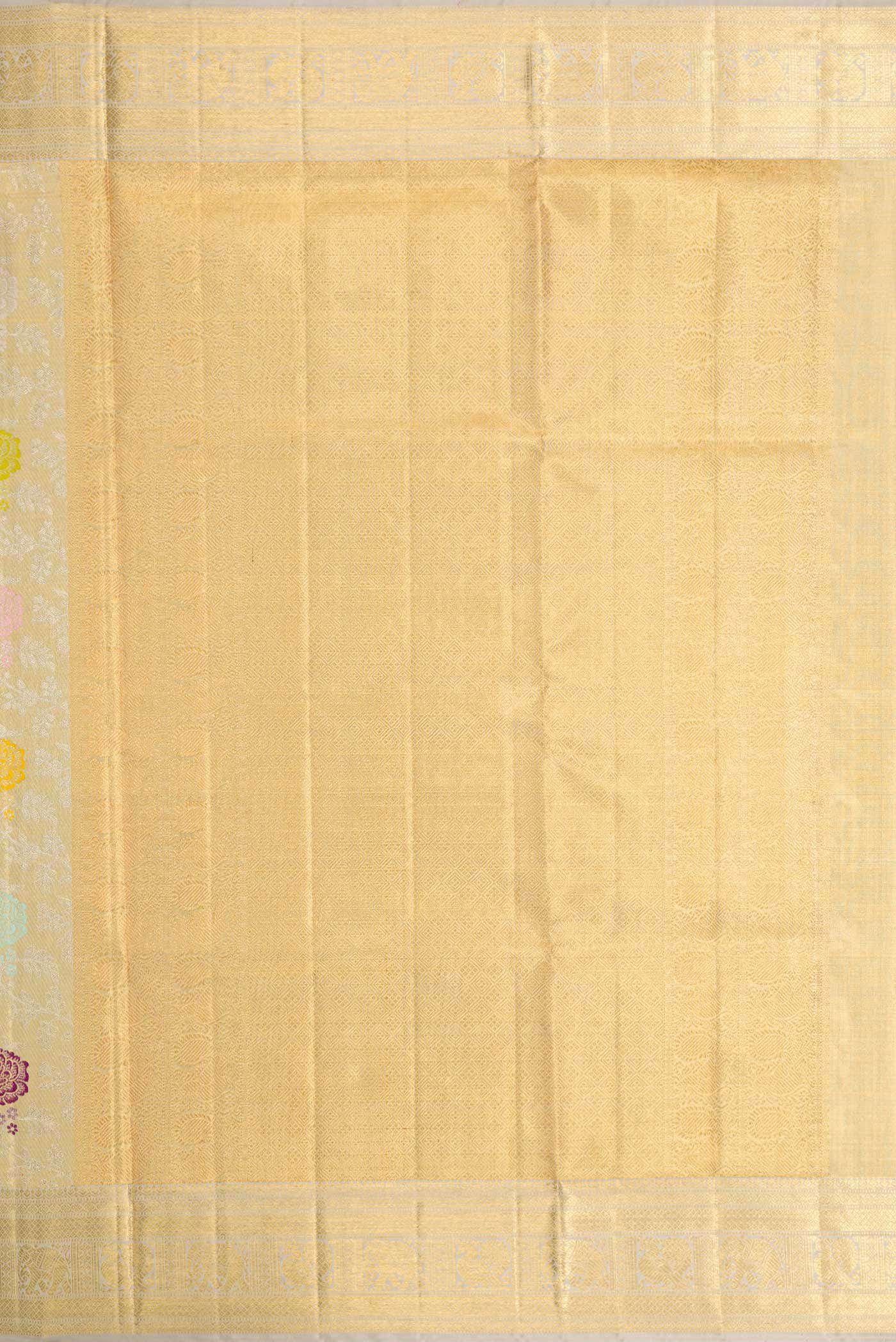 Light Green Dual Tone Kanjivaram Tissue Silk Saree - Image 5