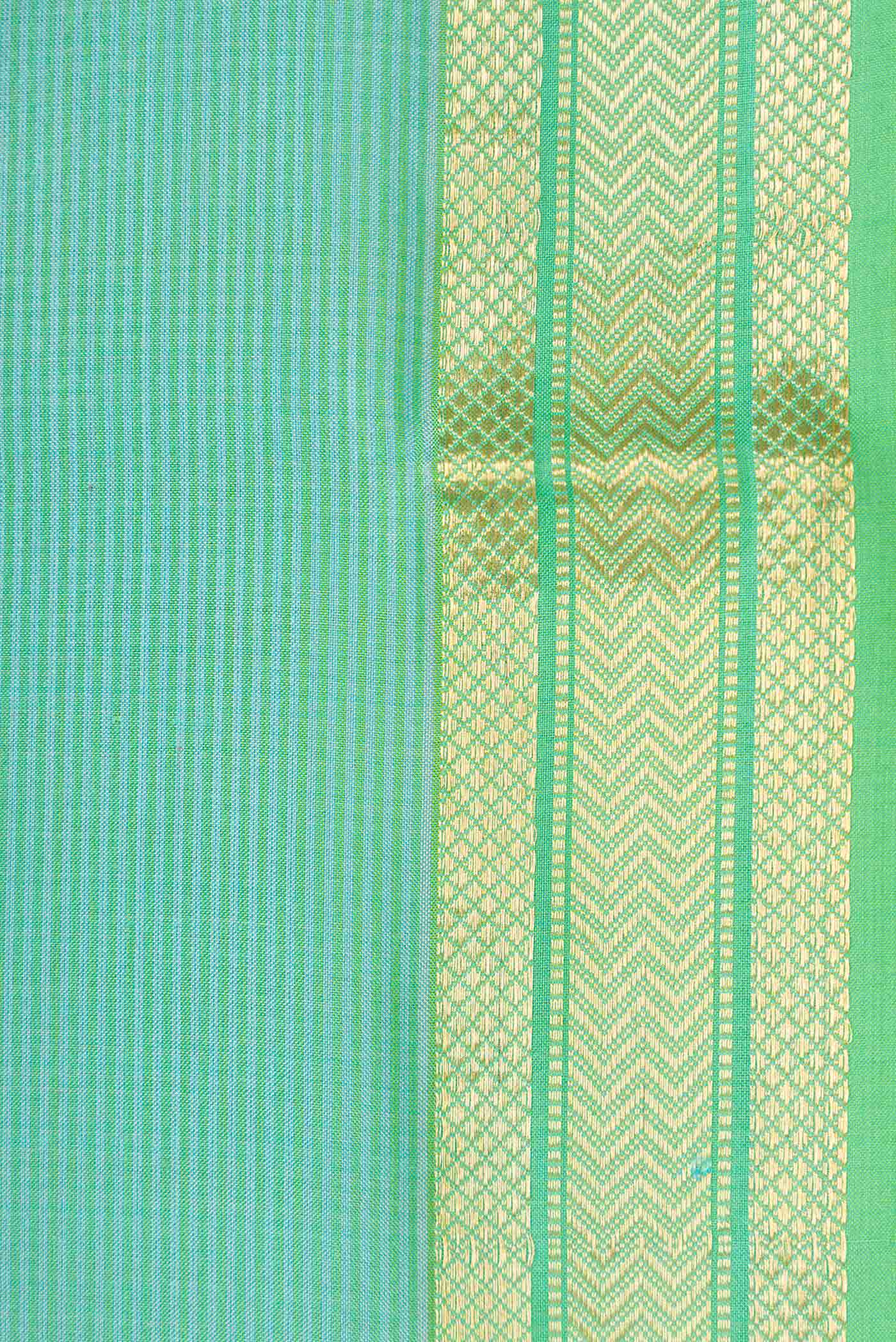 Light Green Dual Tone Maheshwari Silk Saree - Image 3
