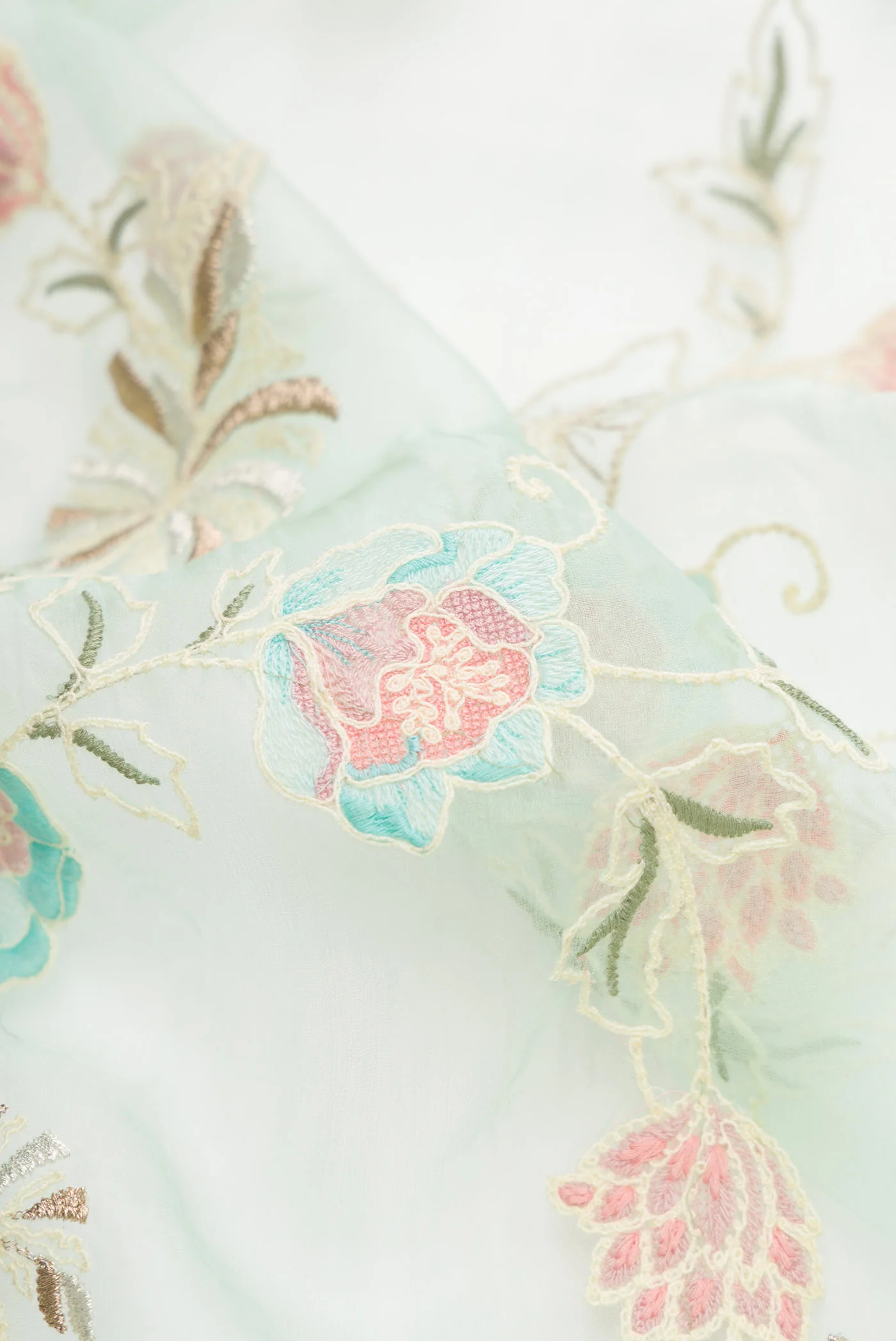 Light Blue Organza Silk Saree - Image 2