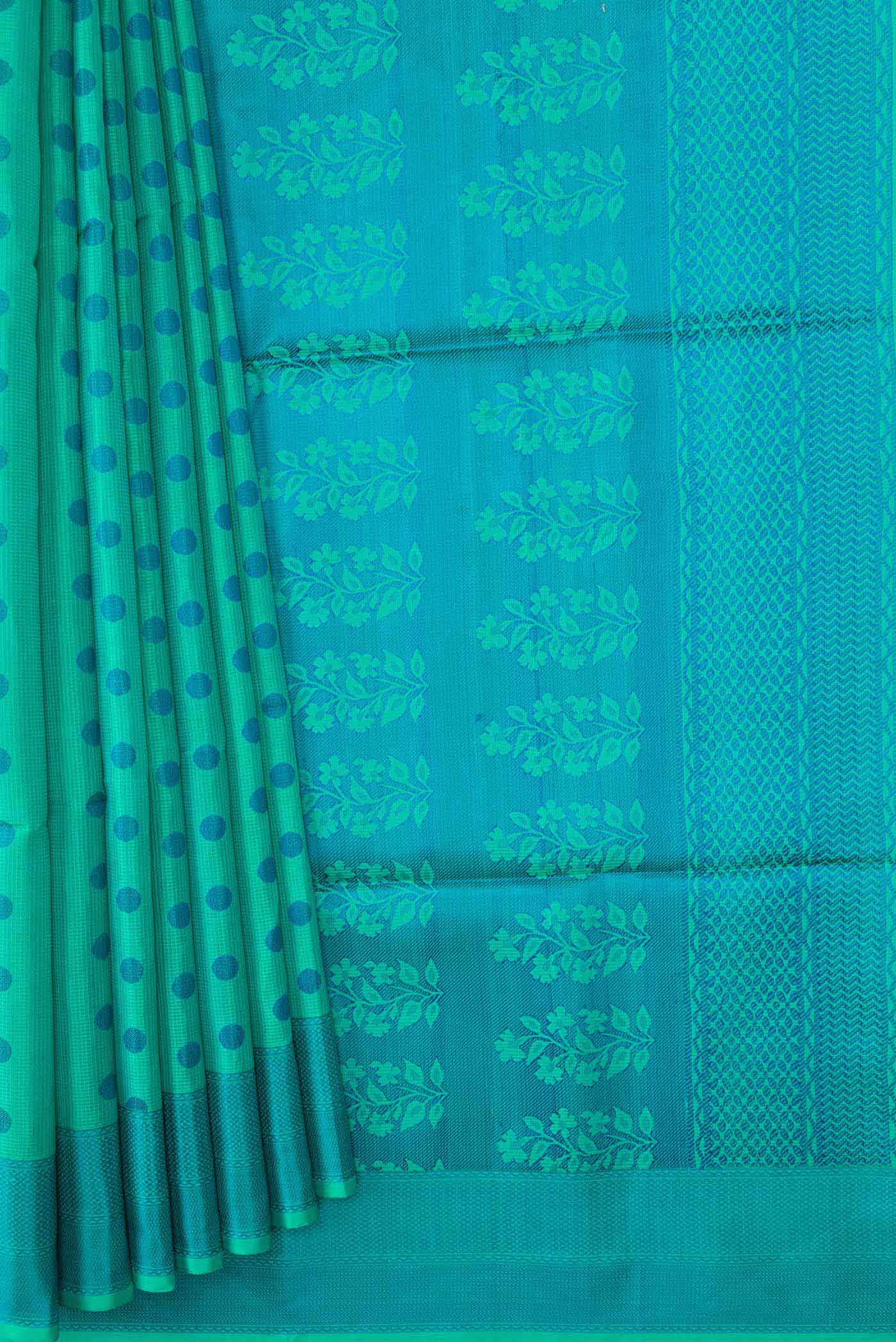 Light Green Dual Tone Soft Silk Saree - Image 4