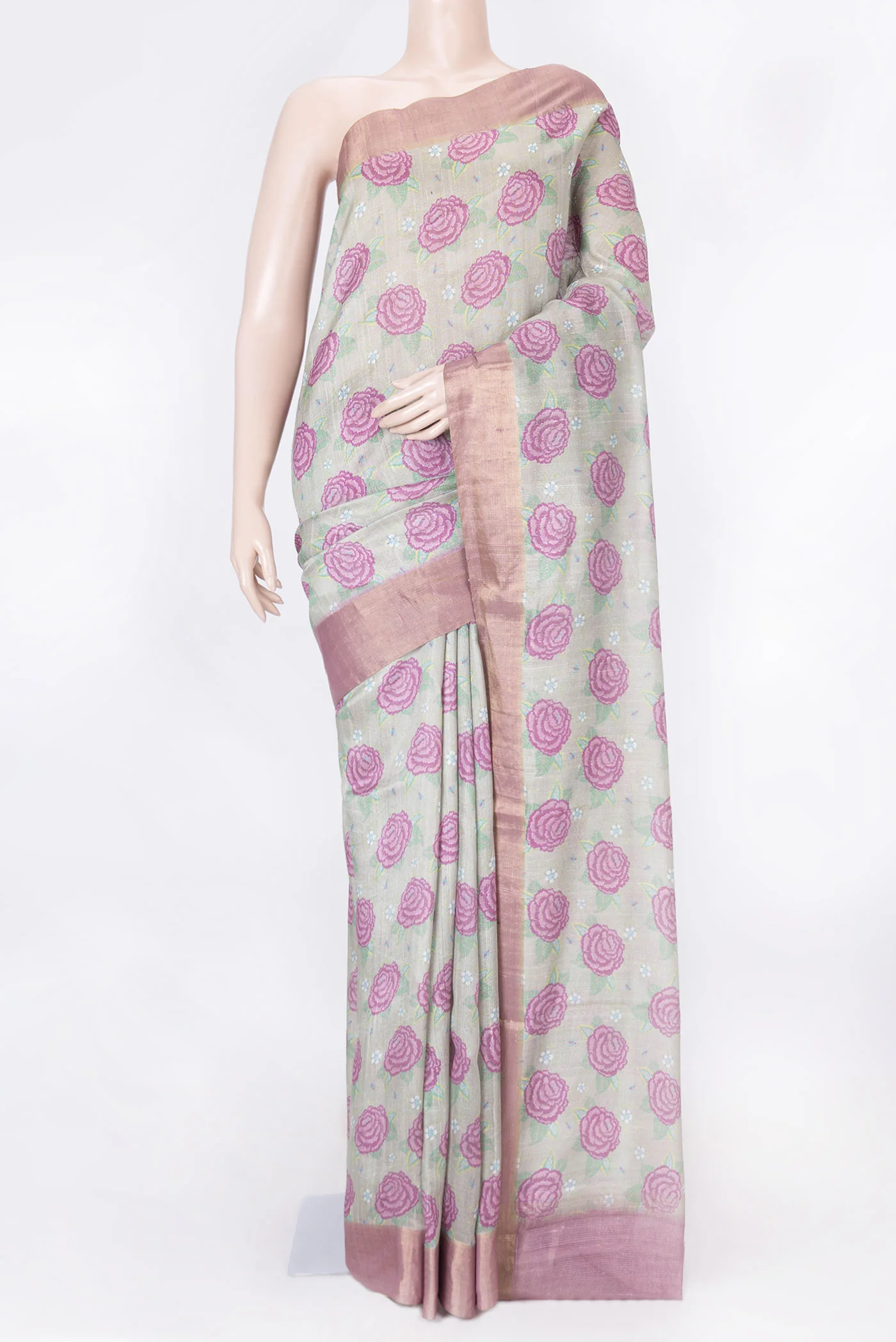 Light Green Dual Tone Tussar Silk Saree