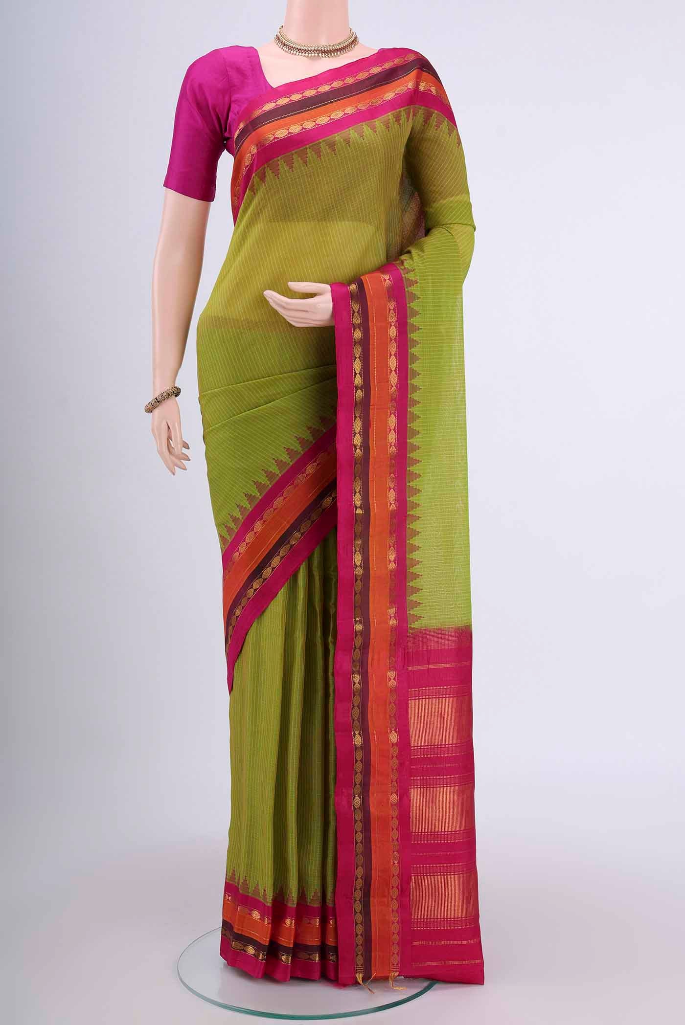 Green Gadwal Silk Cotton Saree