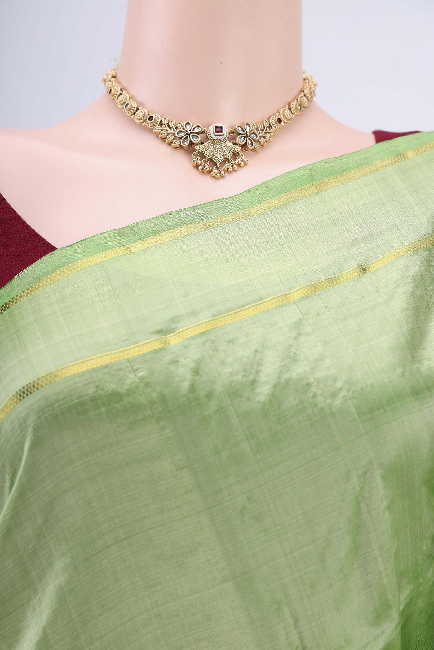 Pista Green Kanchipuram Silk Saree - Image 2