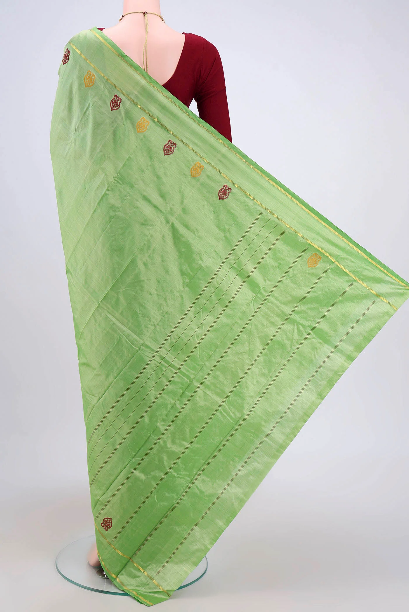 Pista Green Kanchipuram Silk Saree - Image 3