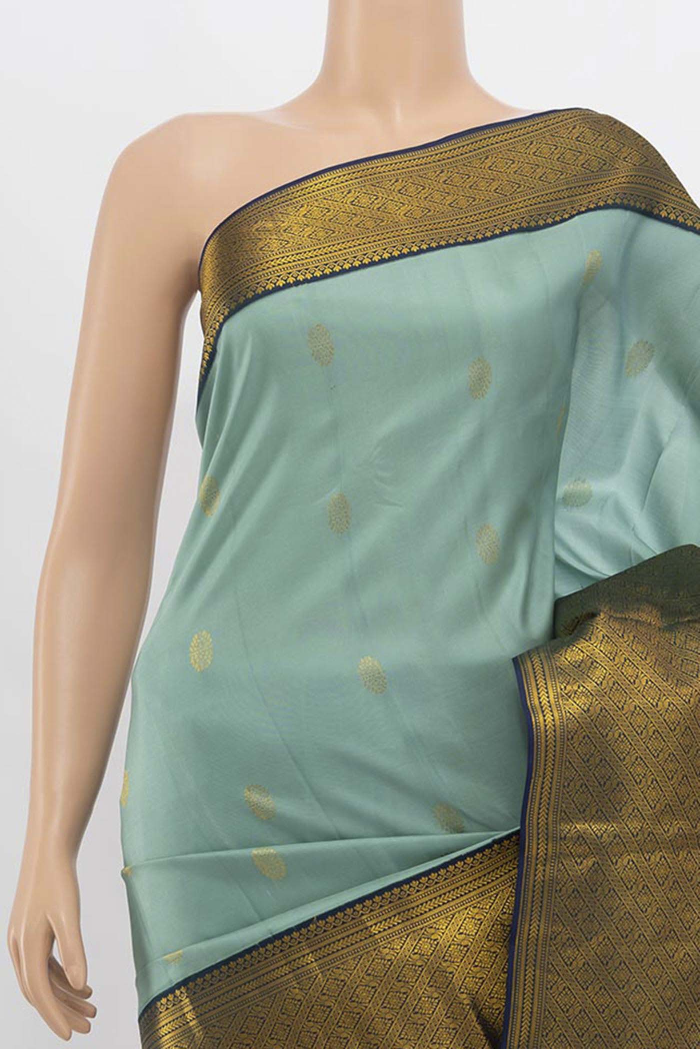 Light Blue Kanjivaram Silk Saree - Image 2