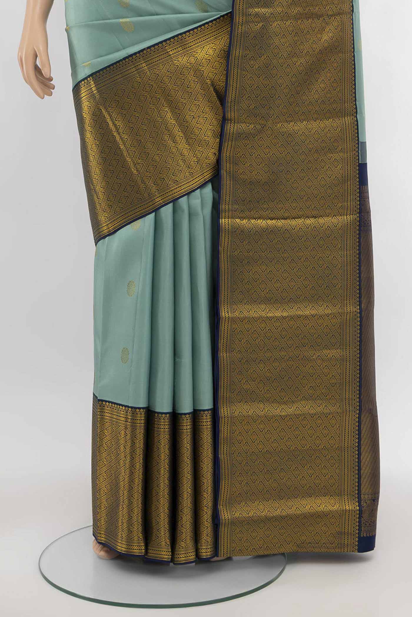 Light Blue Kanjivaram Silk Saree - Image 3
