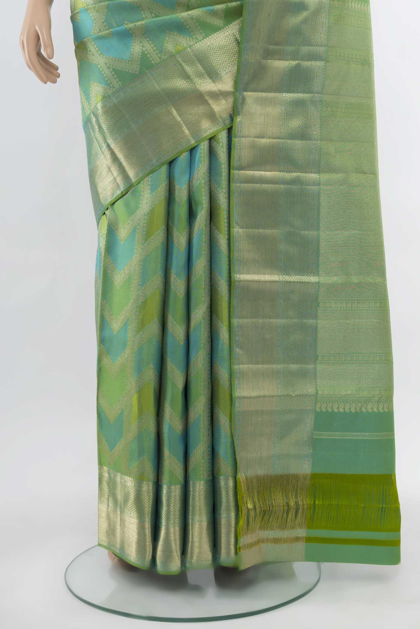 Multi Color Kanjivaram Silk Saree - Image 3