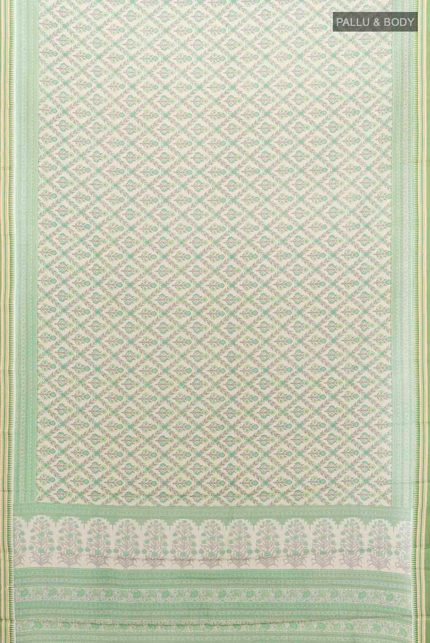 Light Green Maheshwari Silk Cotton Saree - Image 5