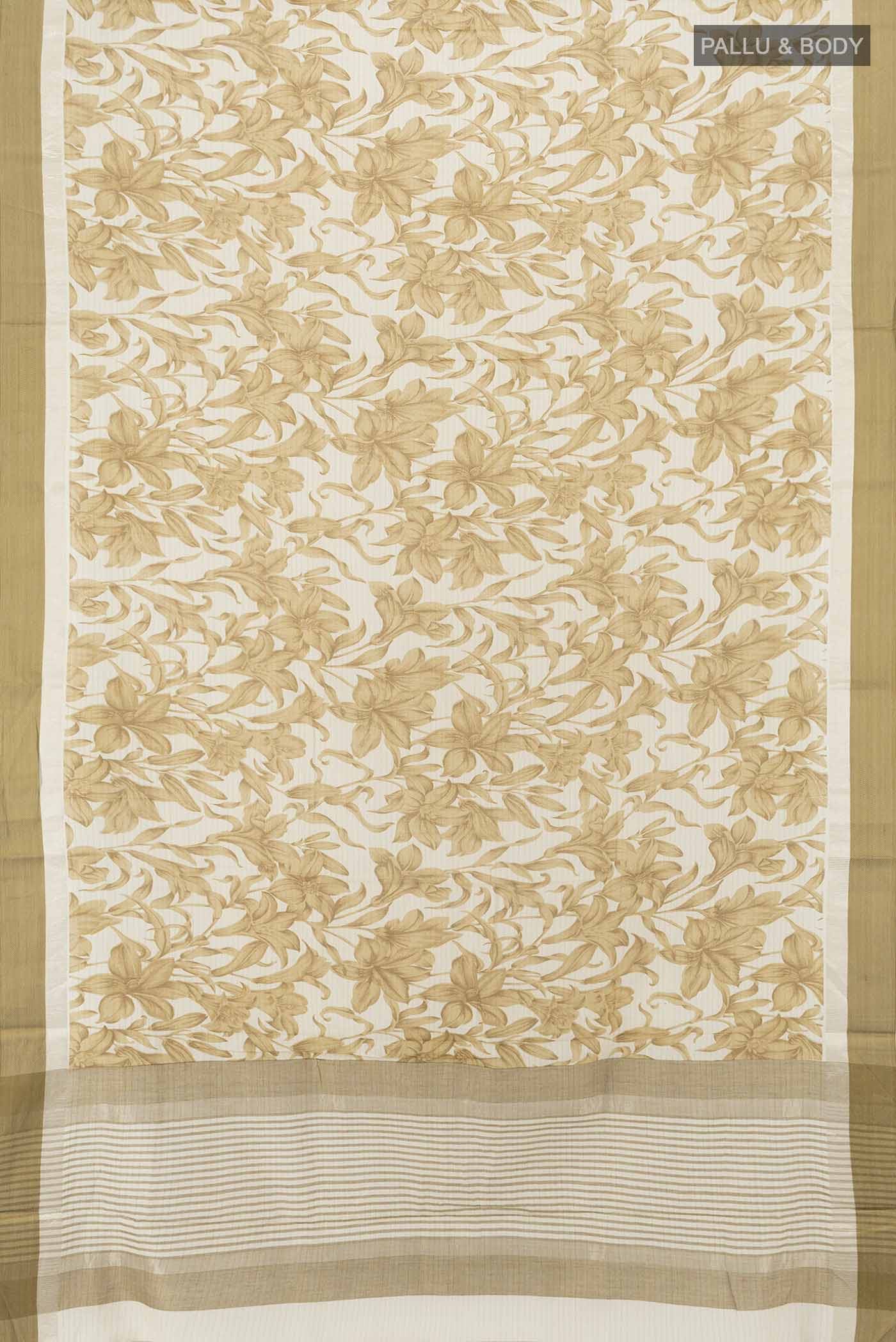 Cream Tussar Silk Saree - Image 5