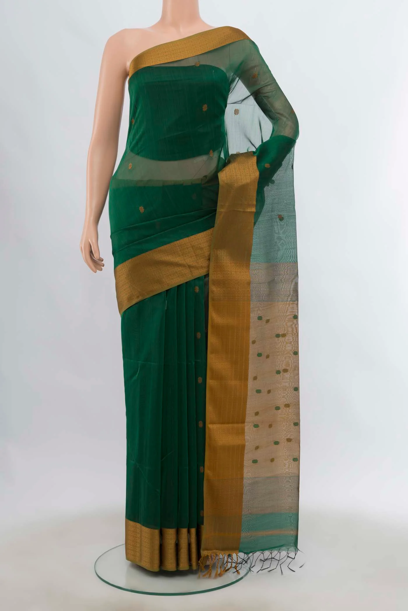 Green Maheshwari Silk Cotton Saree