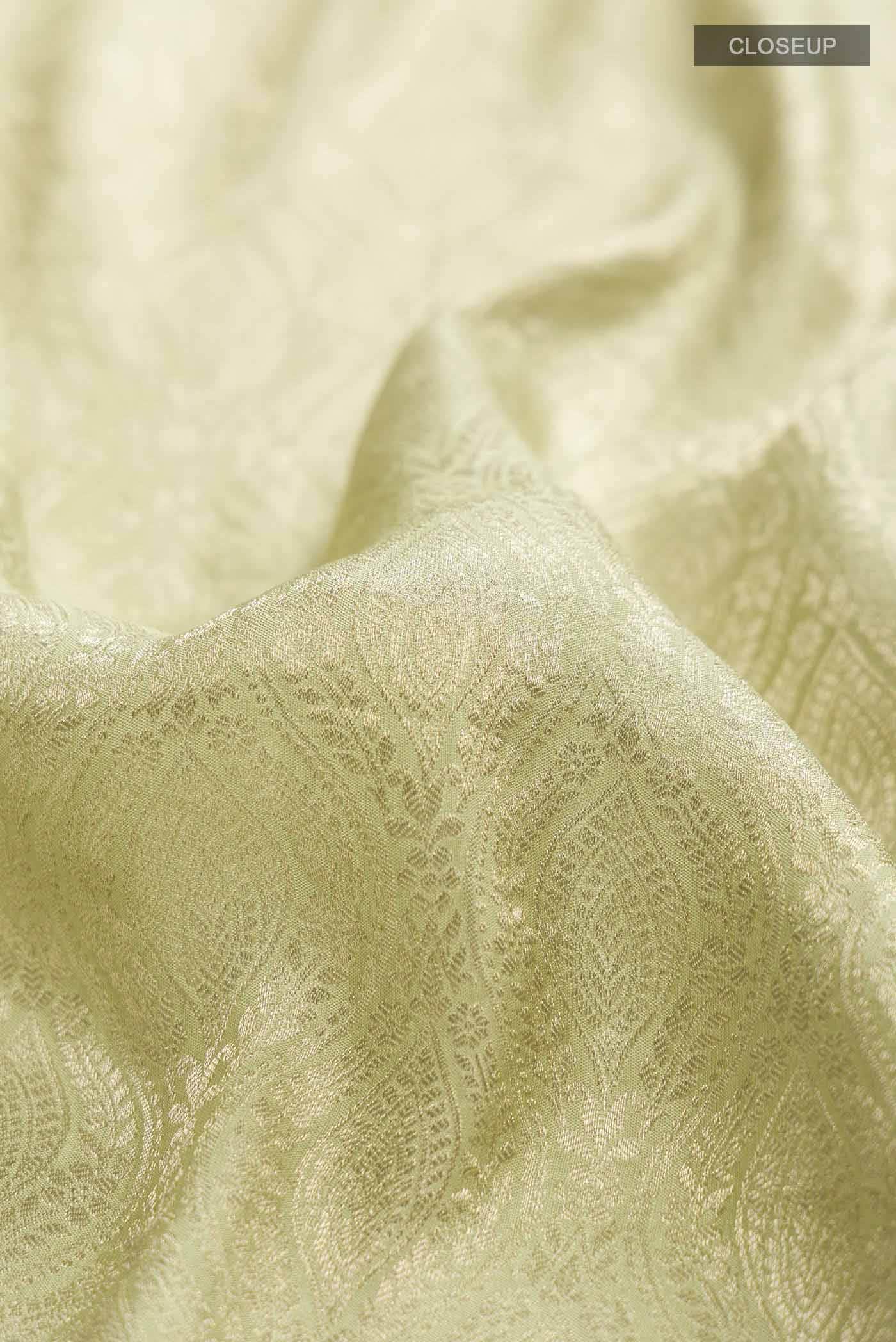 Light Green Mysore Crepe Saree - Image 3