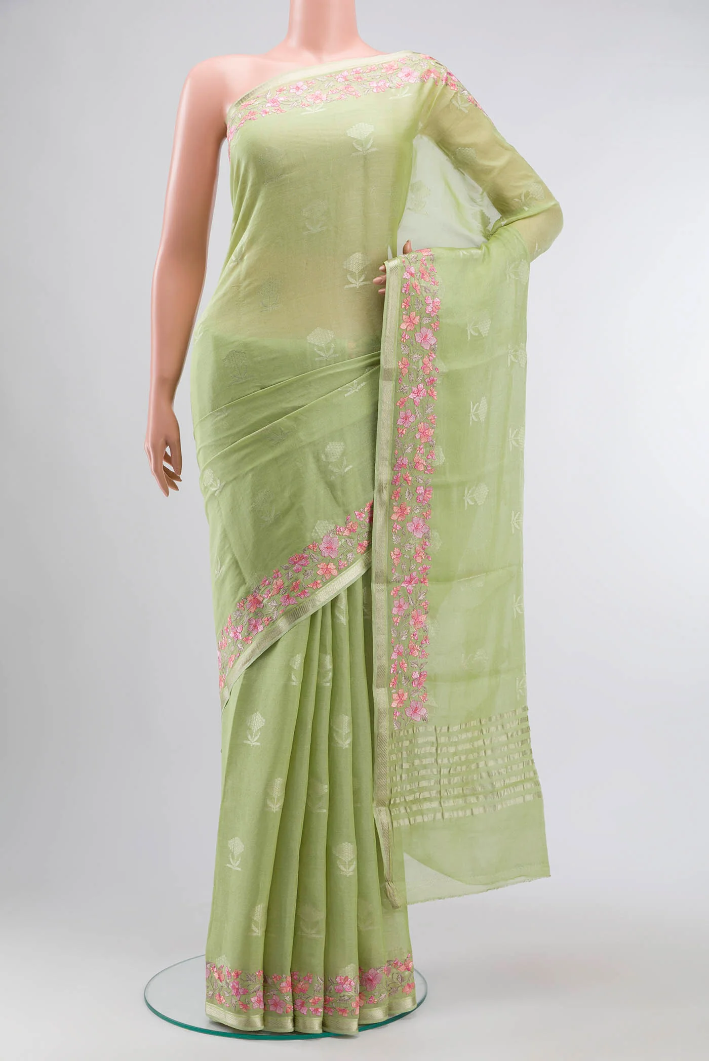 Light Green Mysore Georgette Saree