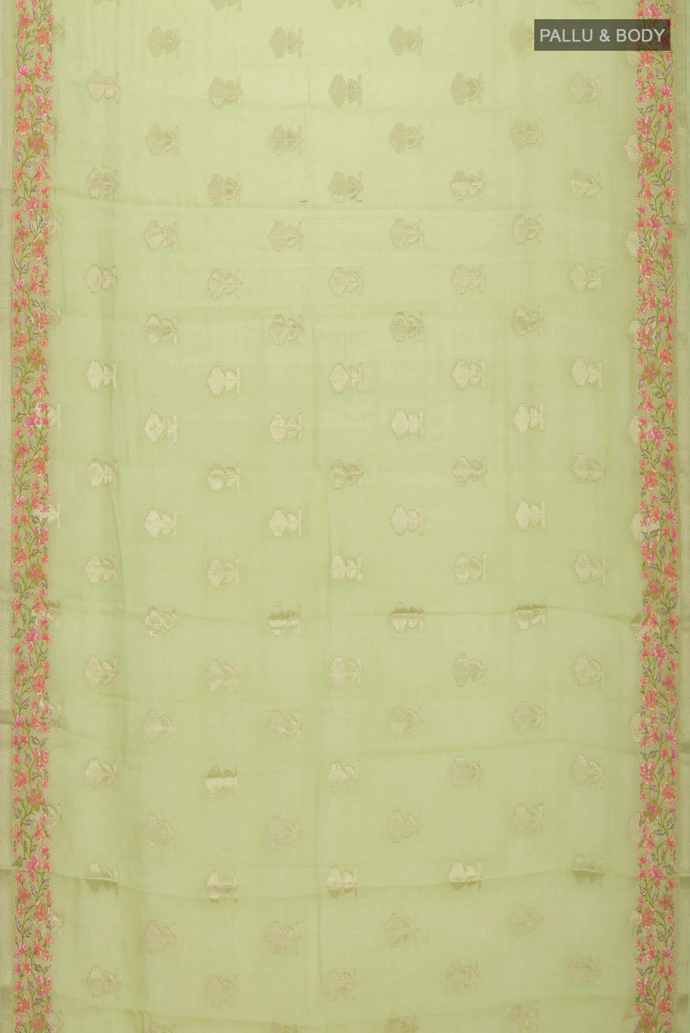 Light Green Mysore Georgette Saree - Image 6