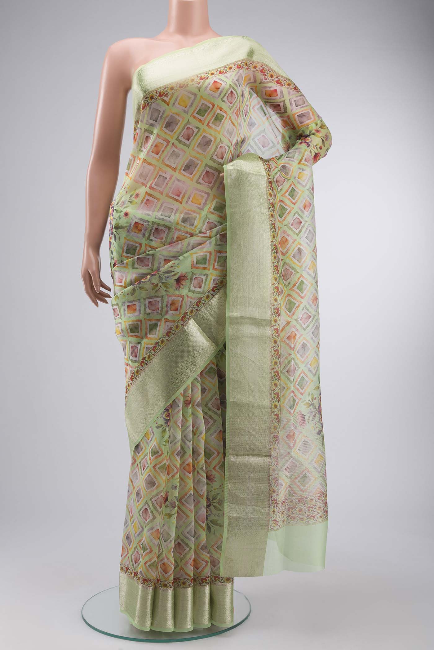 Light Green Organza Silk Saree