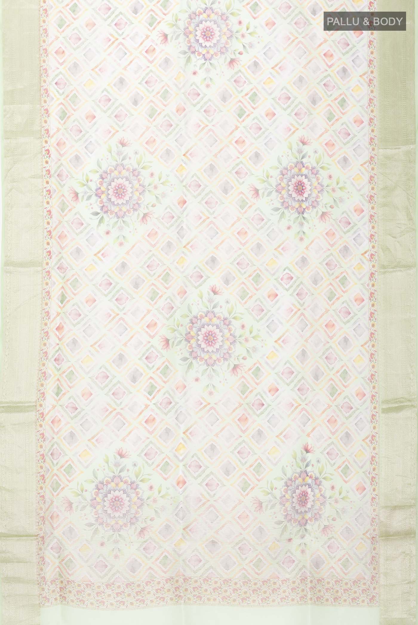 Light Green Organza Silk Saree - Image 5