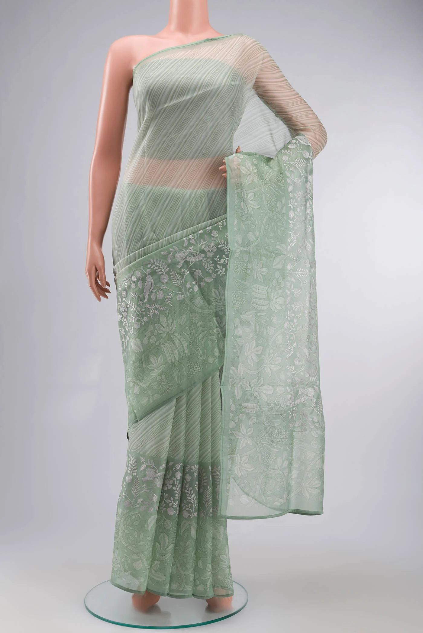 Light Green Organza Silk Saree