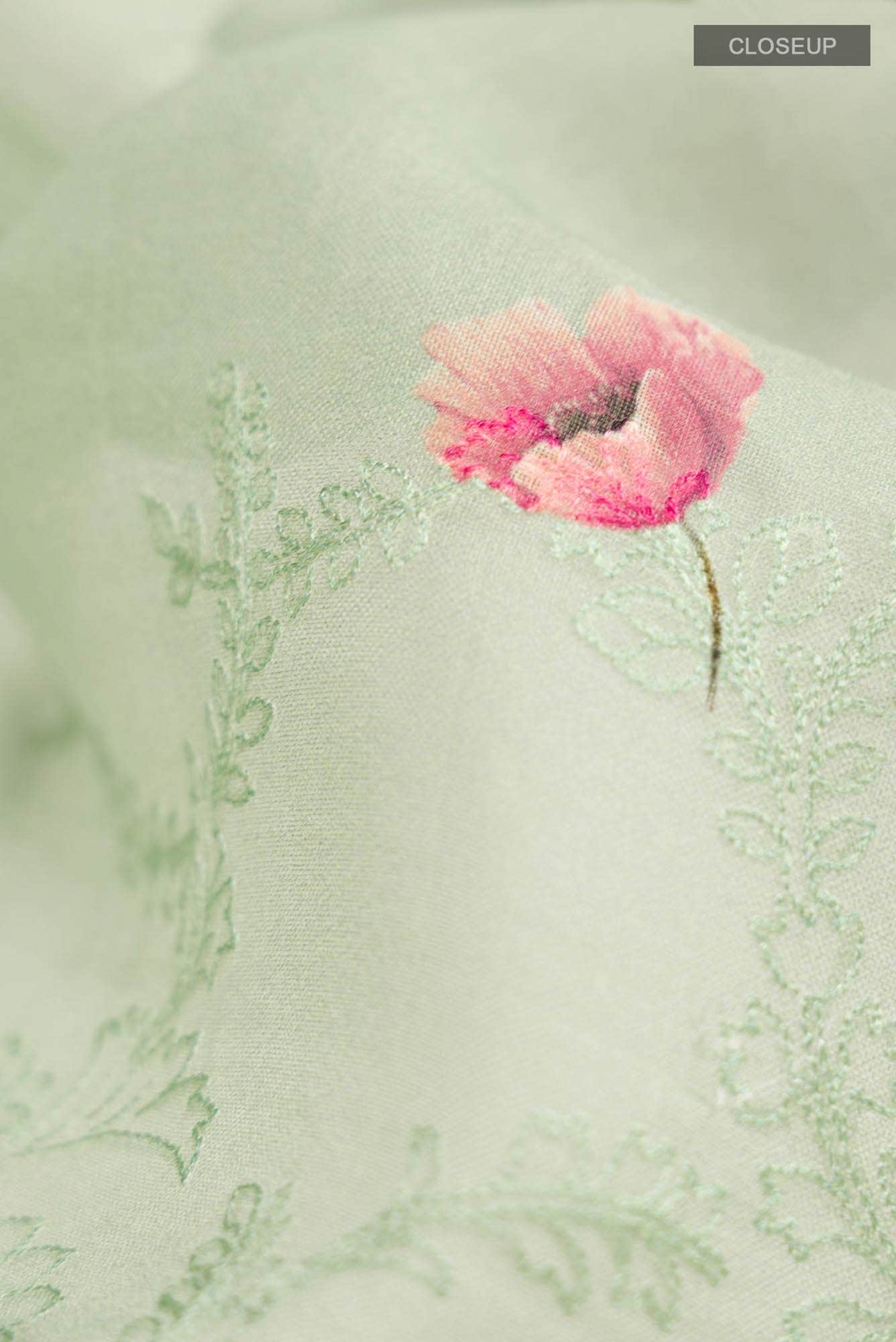 Light Green Organza Silk Saree - Image 2