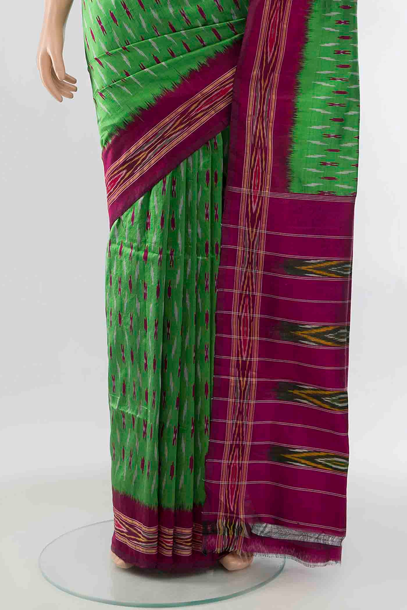 Light Green Pochampally Saree - Image 3