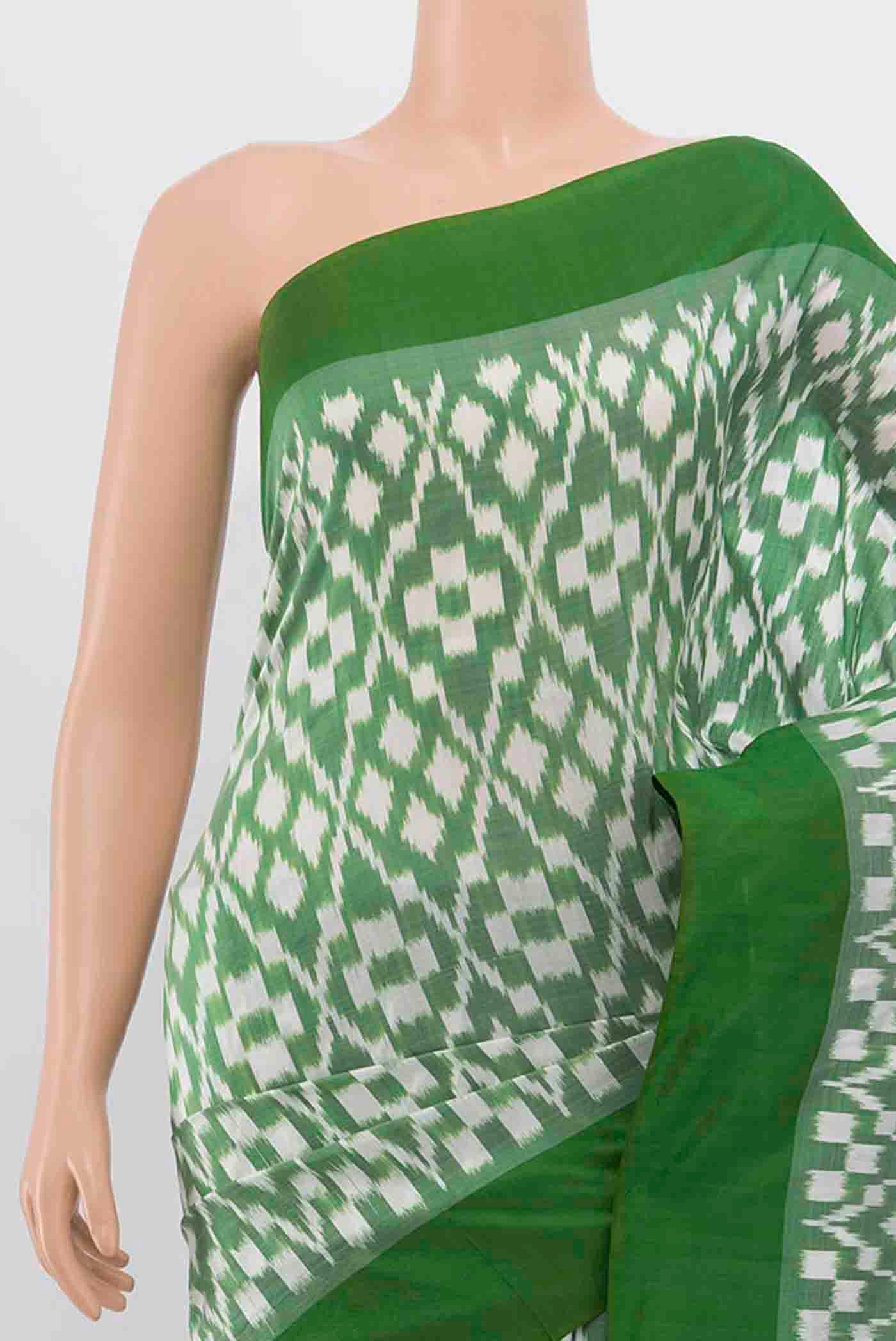 Light Green Pochampally Silk Saree - Image 2