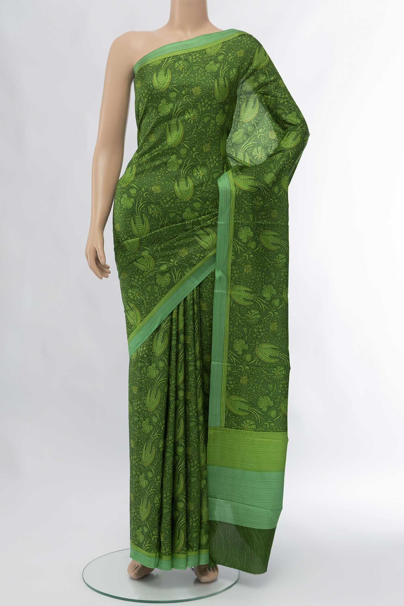 Light Green Printed Silk Saree