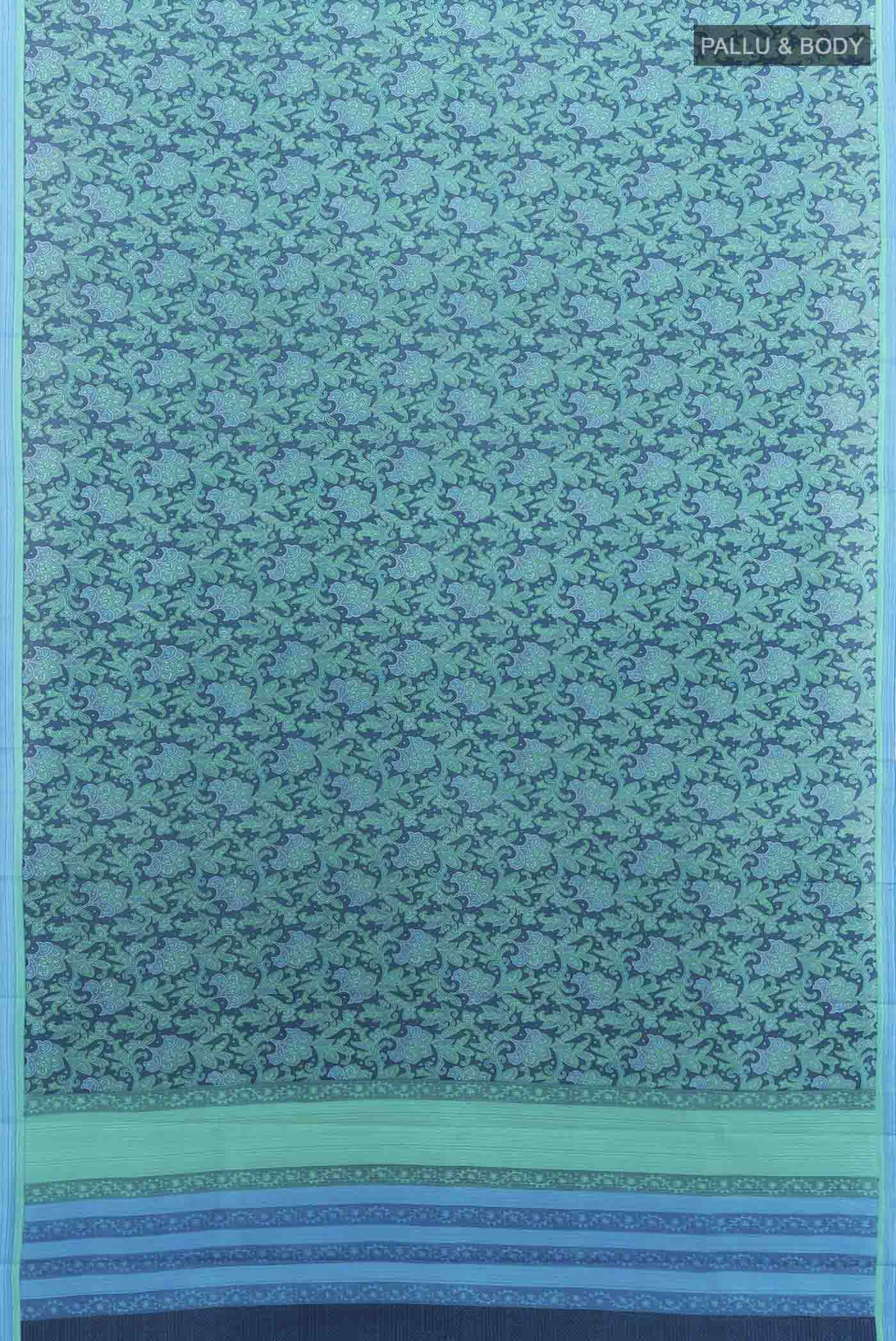 Light Green Printed Silk Saree - Image 5