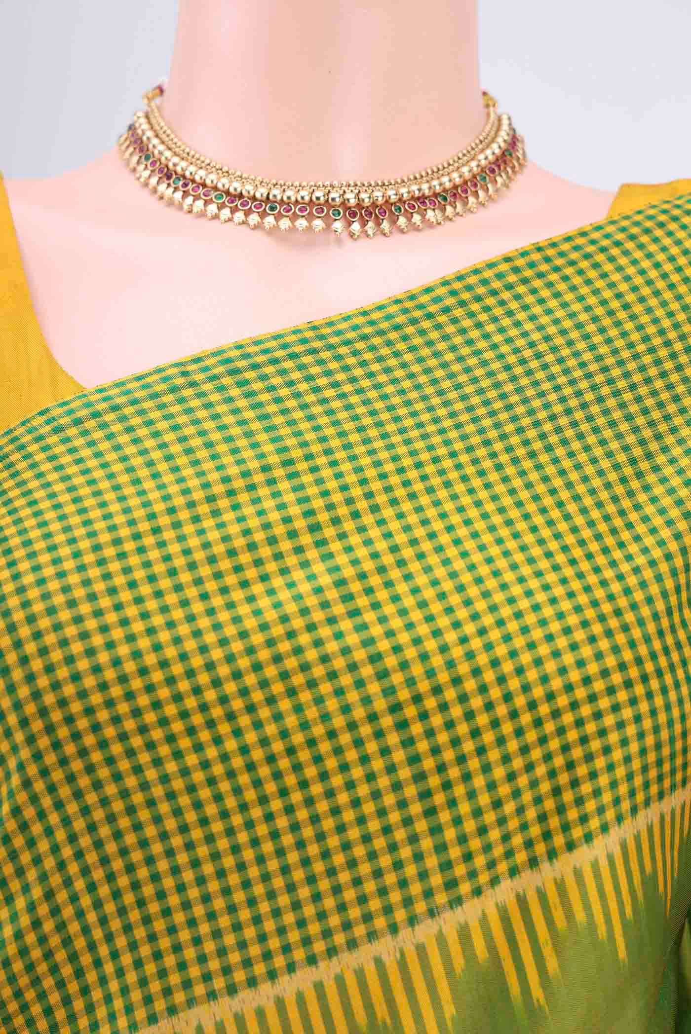 Light Green Rajkot Patola Silk Saree - Image 2