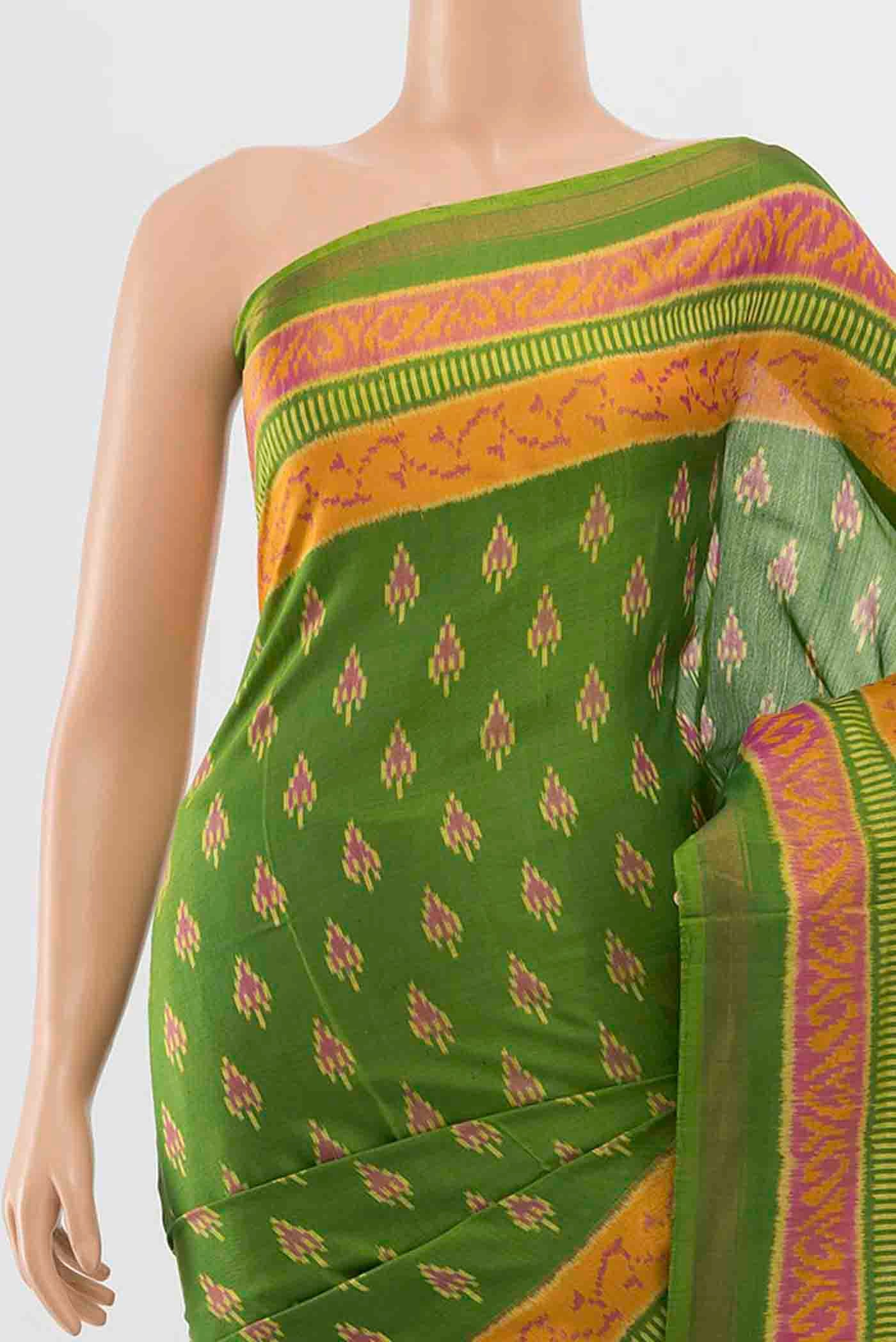 Green Rajkot Patola Silk Saree - Image 2