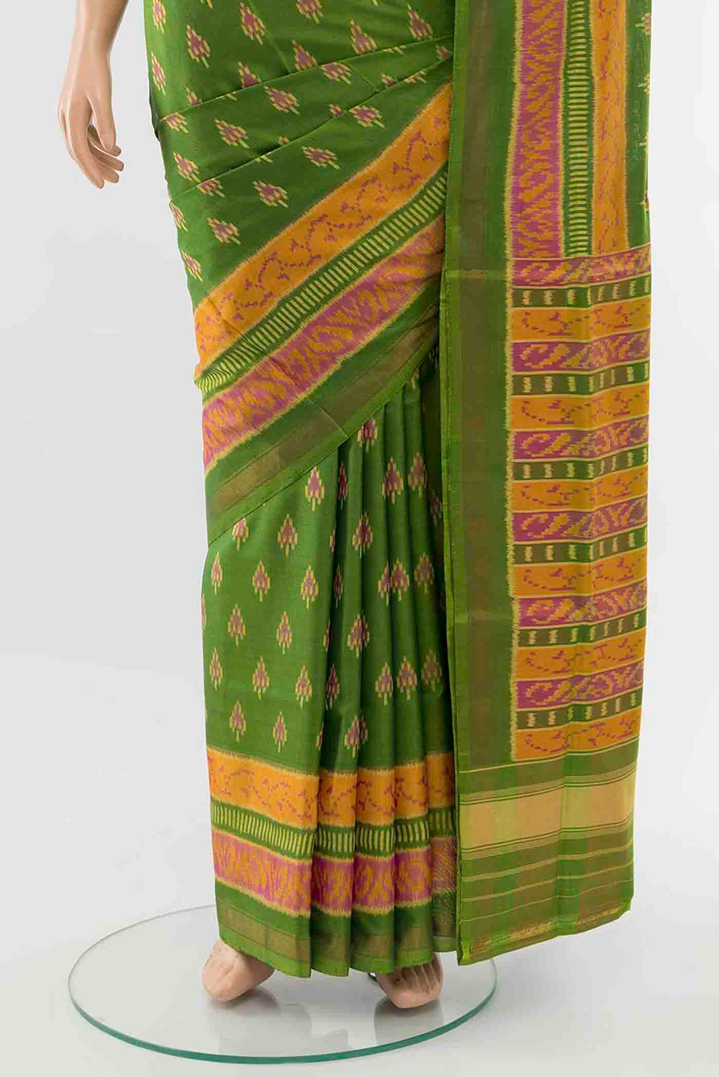 Green Rajkot Patola Silk Saree - Image 3