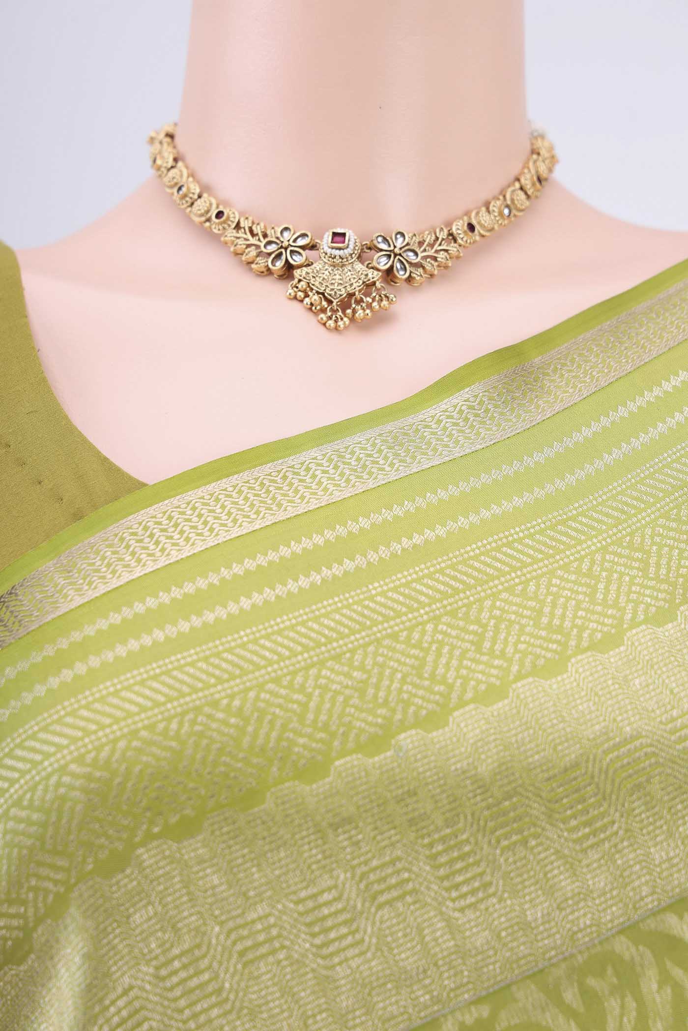Light Green Soft Silk Saree - Image 2