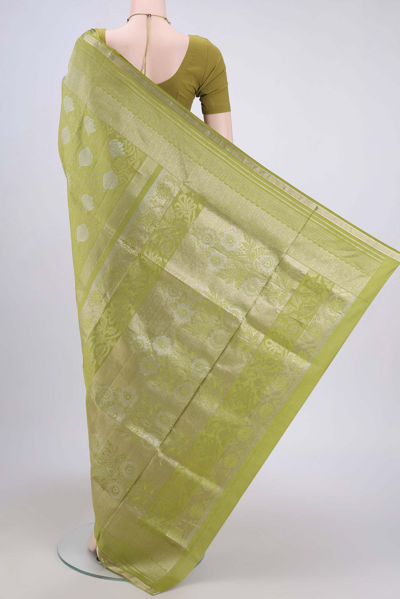 Light Green Soft Silk Saree - Image 3