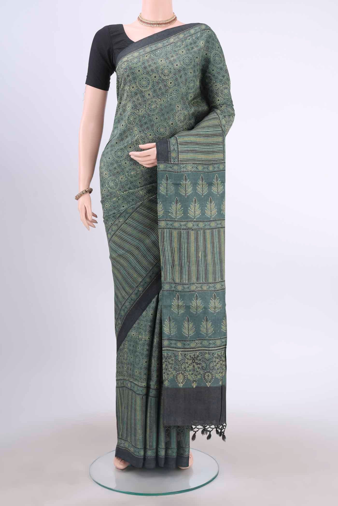 Light Green Tussar Silk Saree