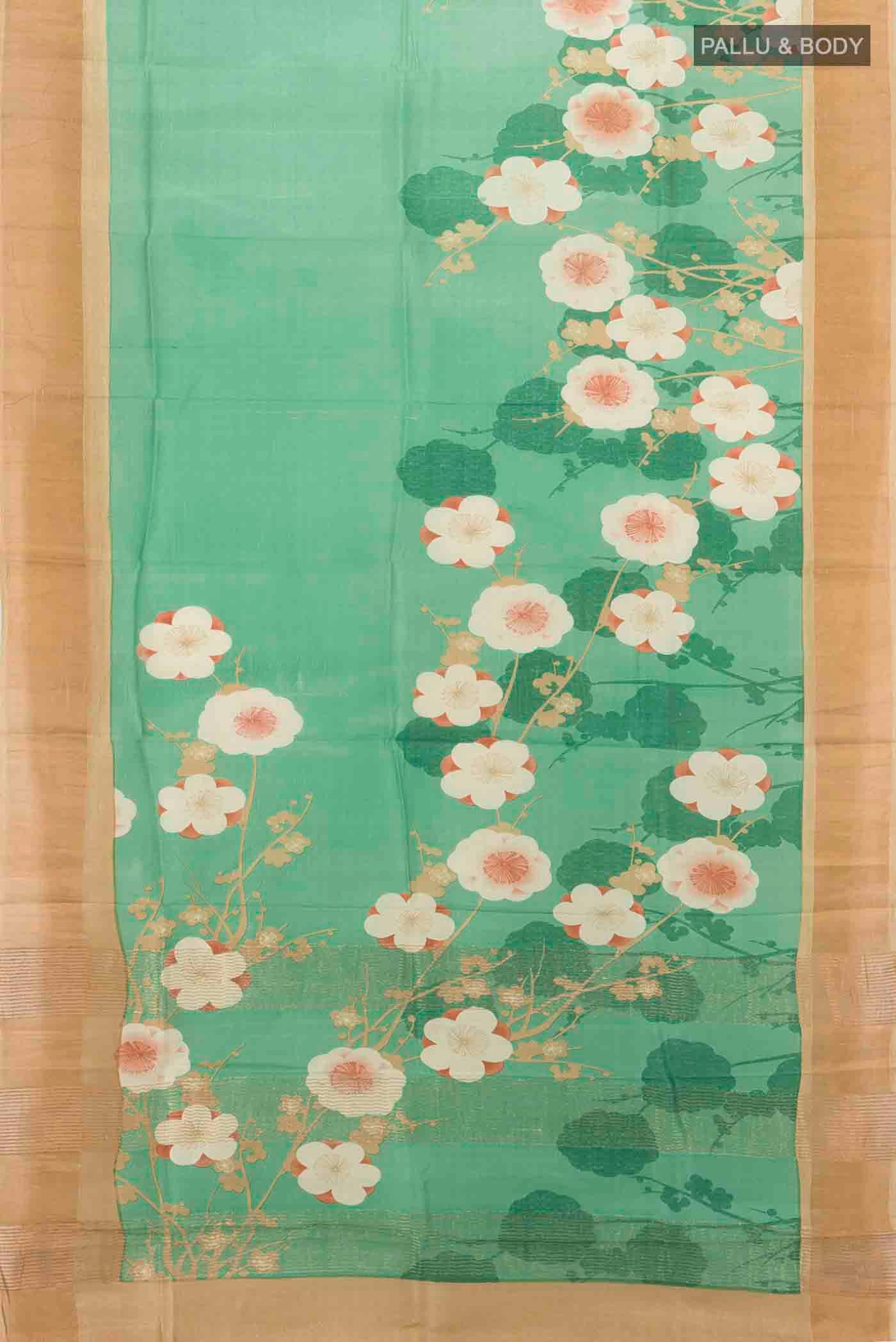 Light Green Tussar Silk Saree - Image 5