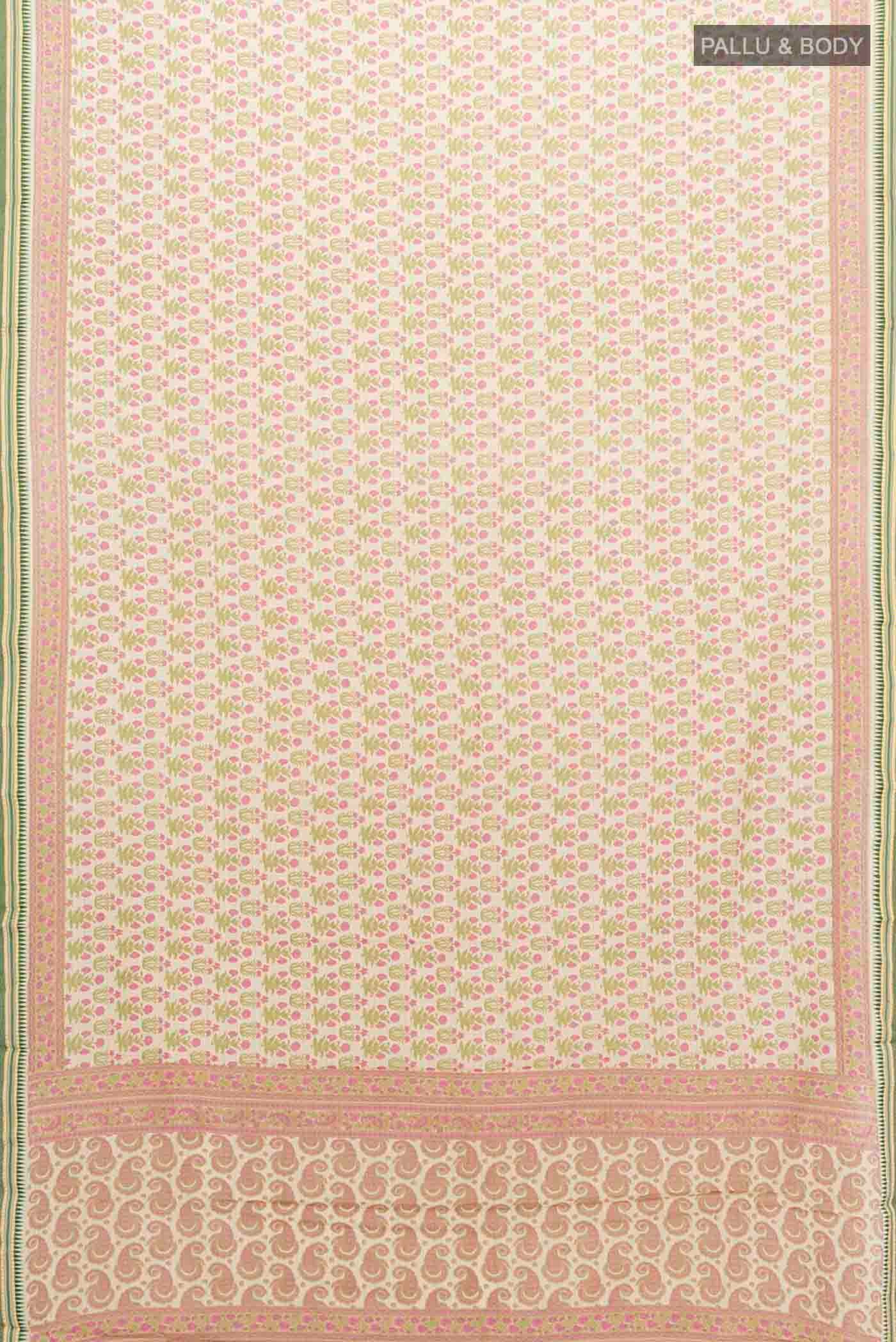Light Green Tussar Silk Saree - Image 5