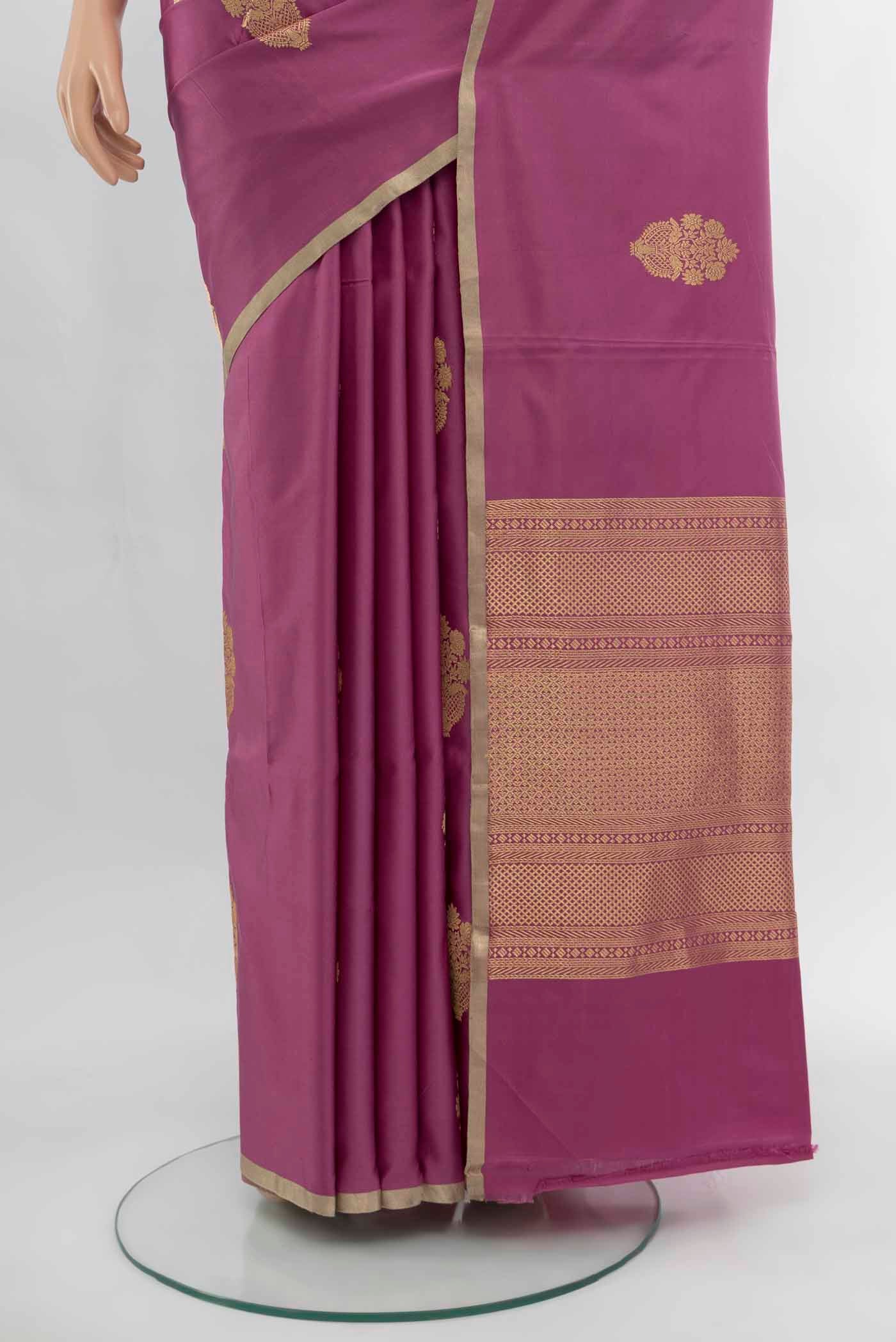 Light Magenta Banarasi Katan Silk Saree - Image 3